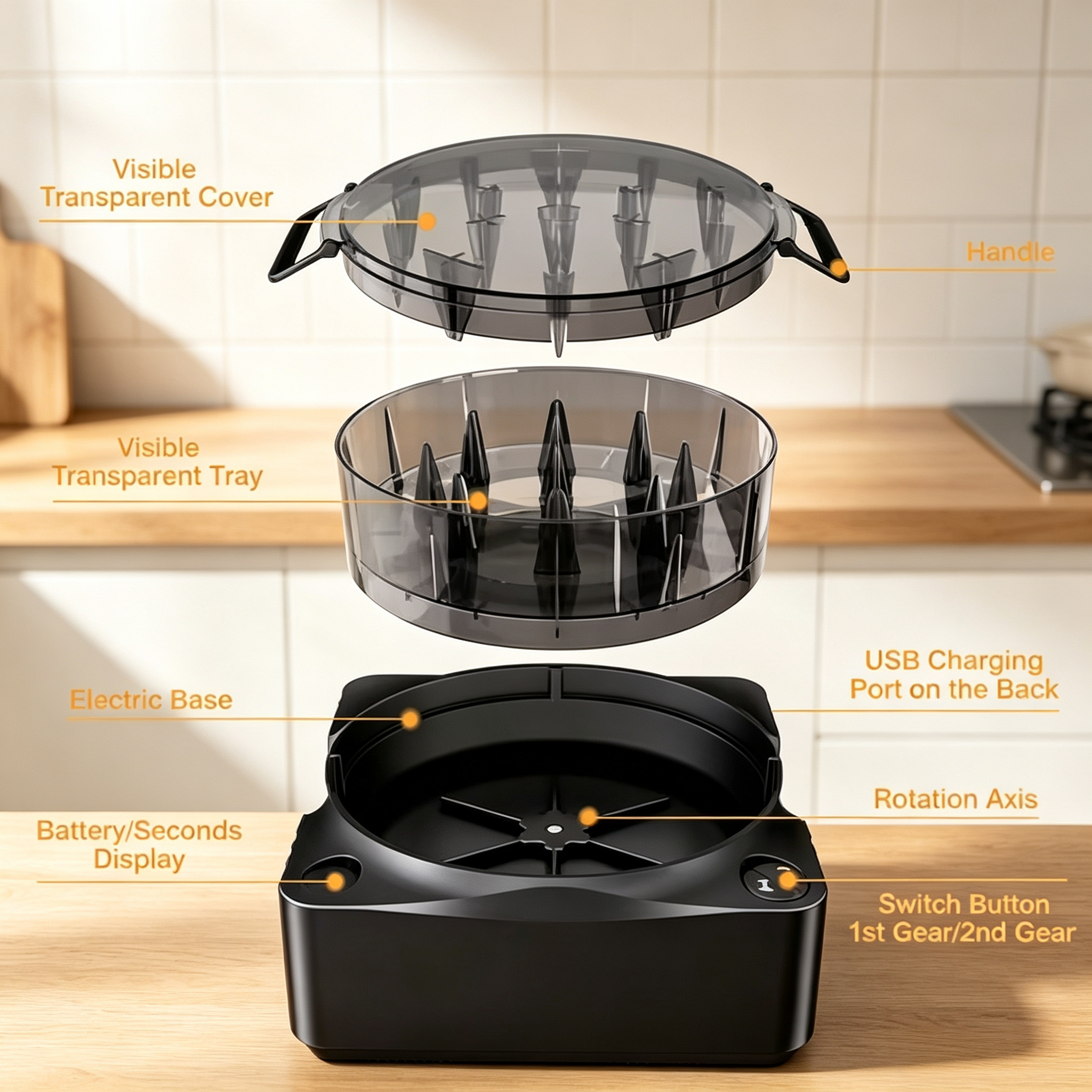 Cordless Electric Meat Shredder with Automatic Twisting System, USB Rechargeable Chicken Shredder Tool for Tacos, Salads, BBQ & Meal Prep