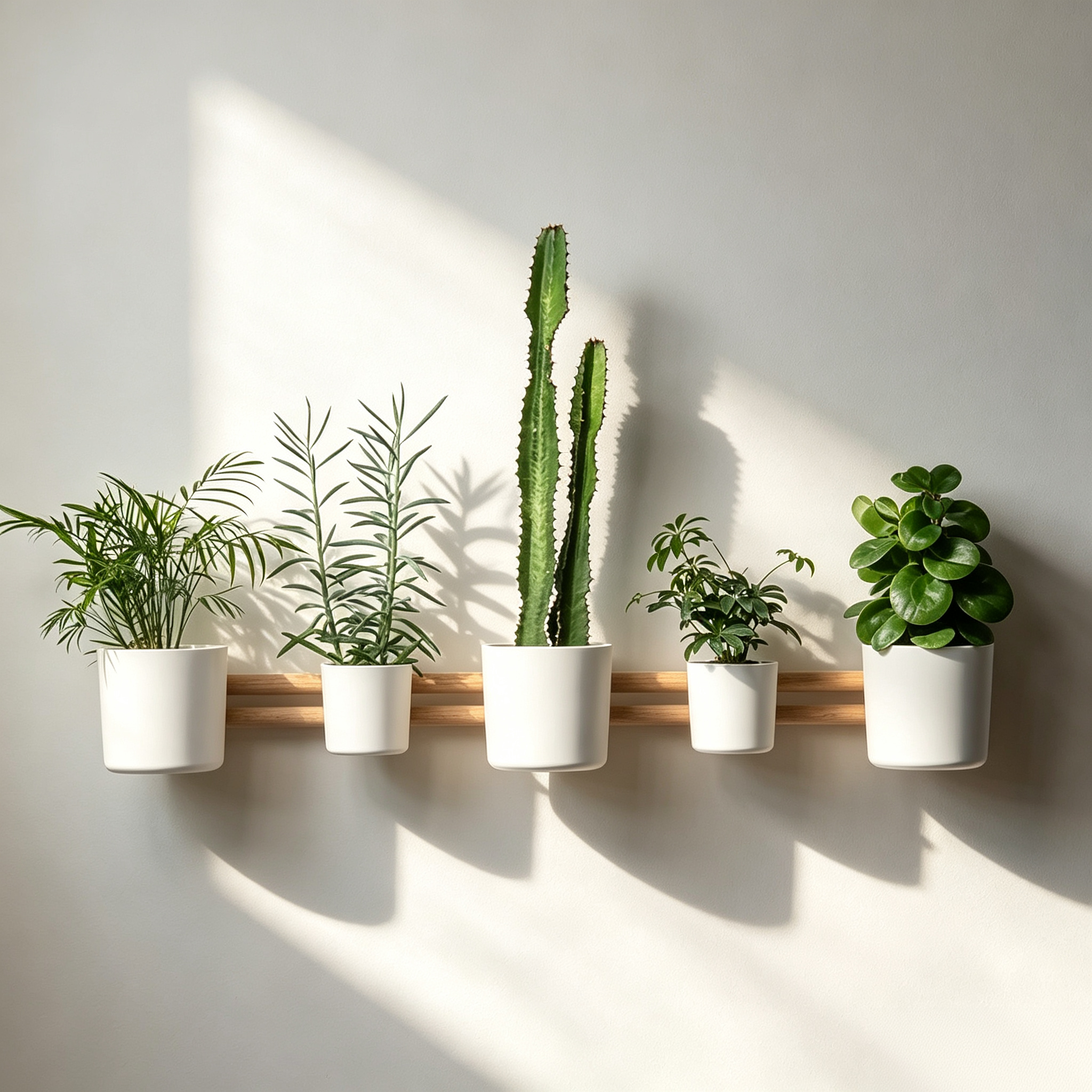 Modular Wall Rail Storage System with Adjustable Hanging Accessories, Minimalist Floating Organizer for Plants, Decor, Office & Home Organization