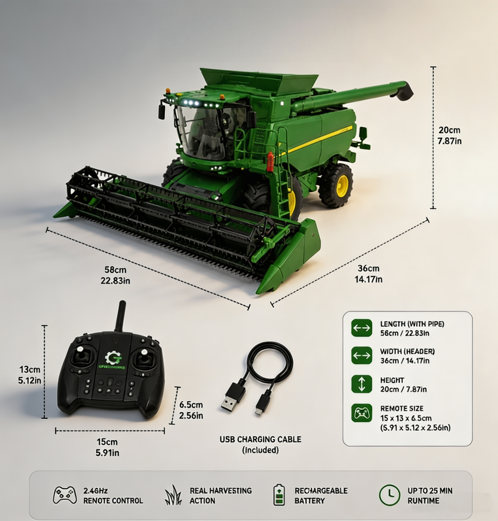 Remote Control Mini Lawn Mower with Functional Cutting Deck, Realistic Design & Wireless Operation