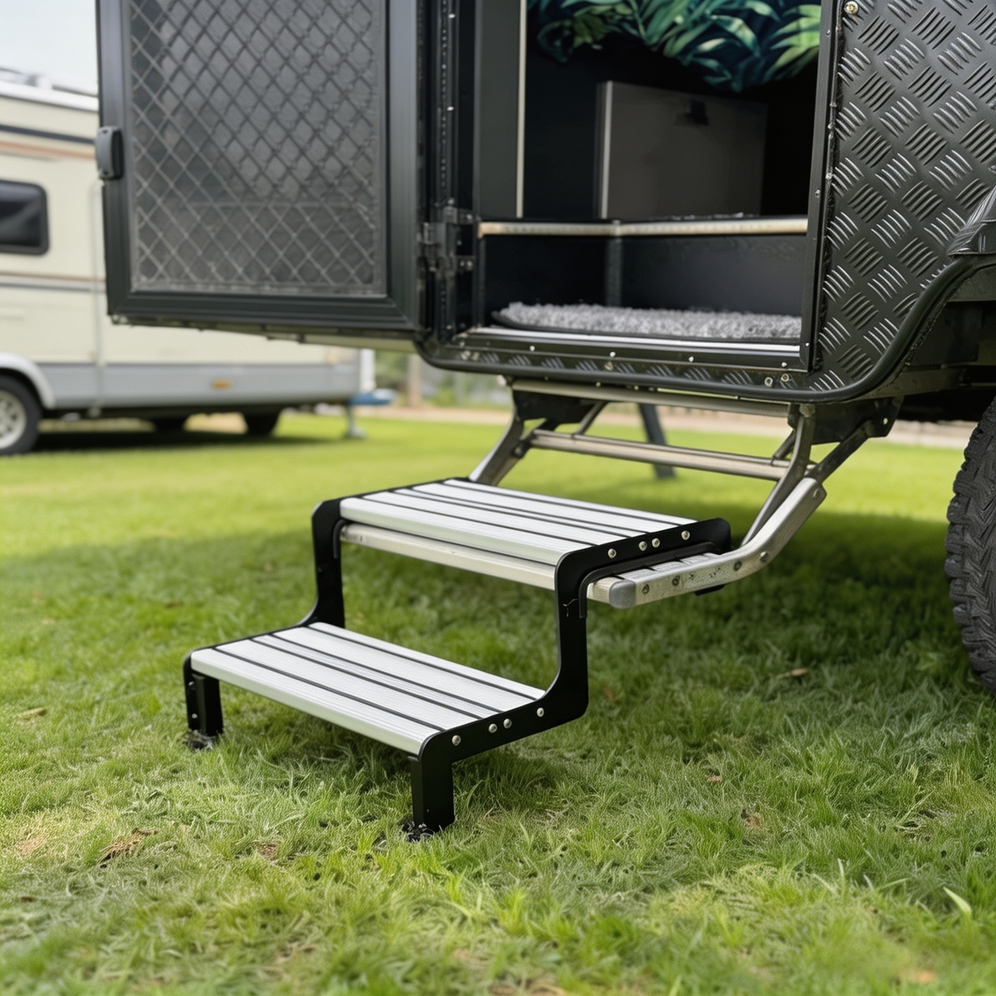Caravan Extension Step with Adjustable Legs, Zero-Wobble Stability & Quick Installation