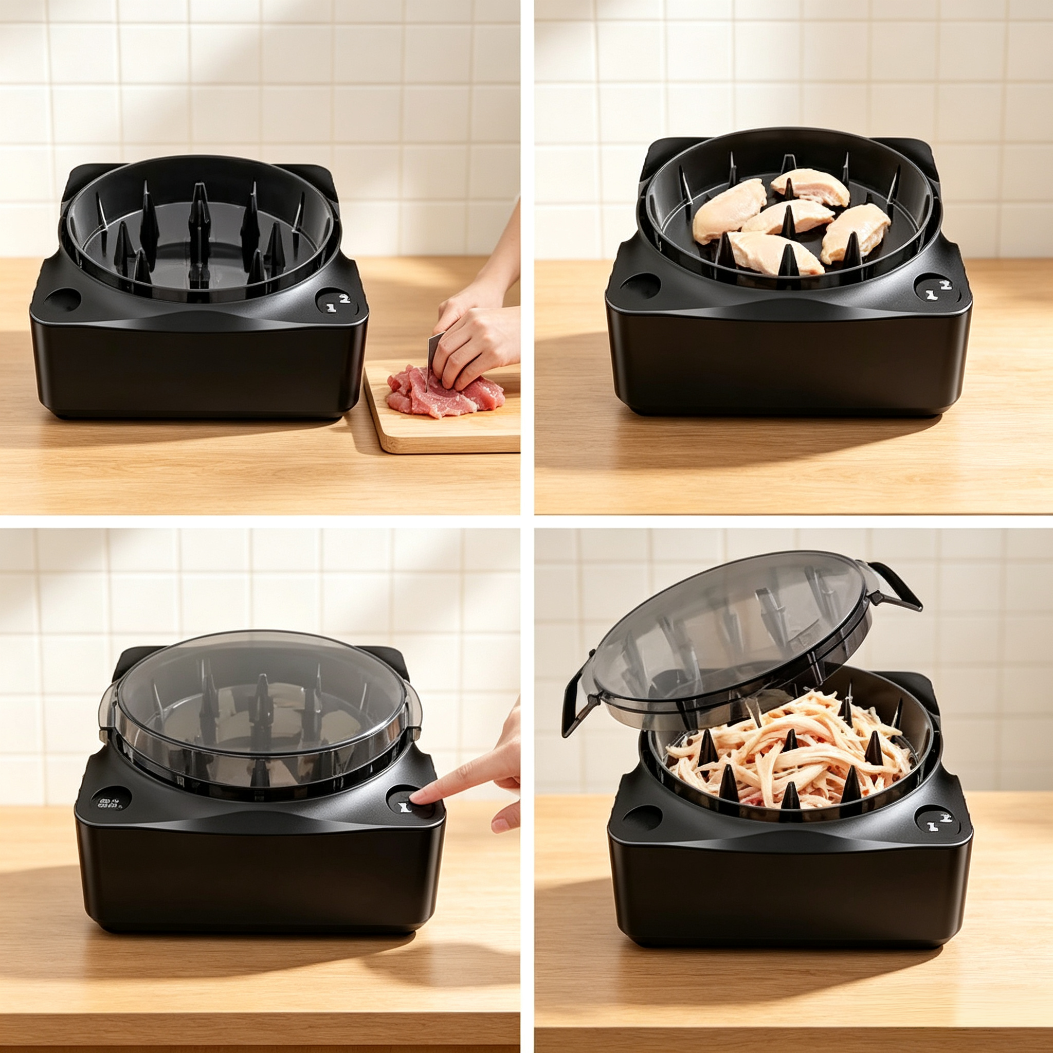 Cordless Electric Meat Shredder with Automatic Twisting System, USB Rechargeable Chicken Shredder Tool for Tacos, Salads, BBQ & Meal Prep