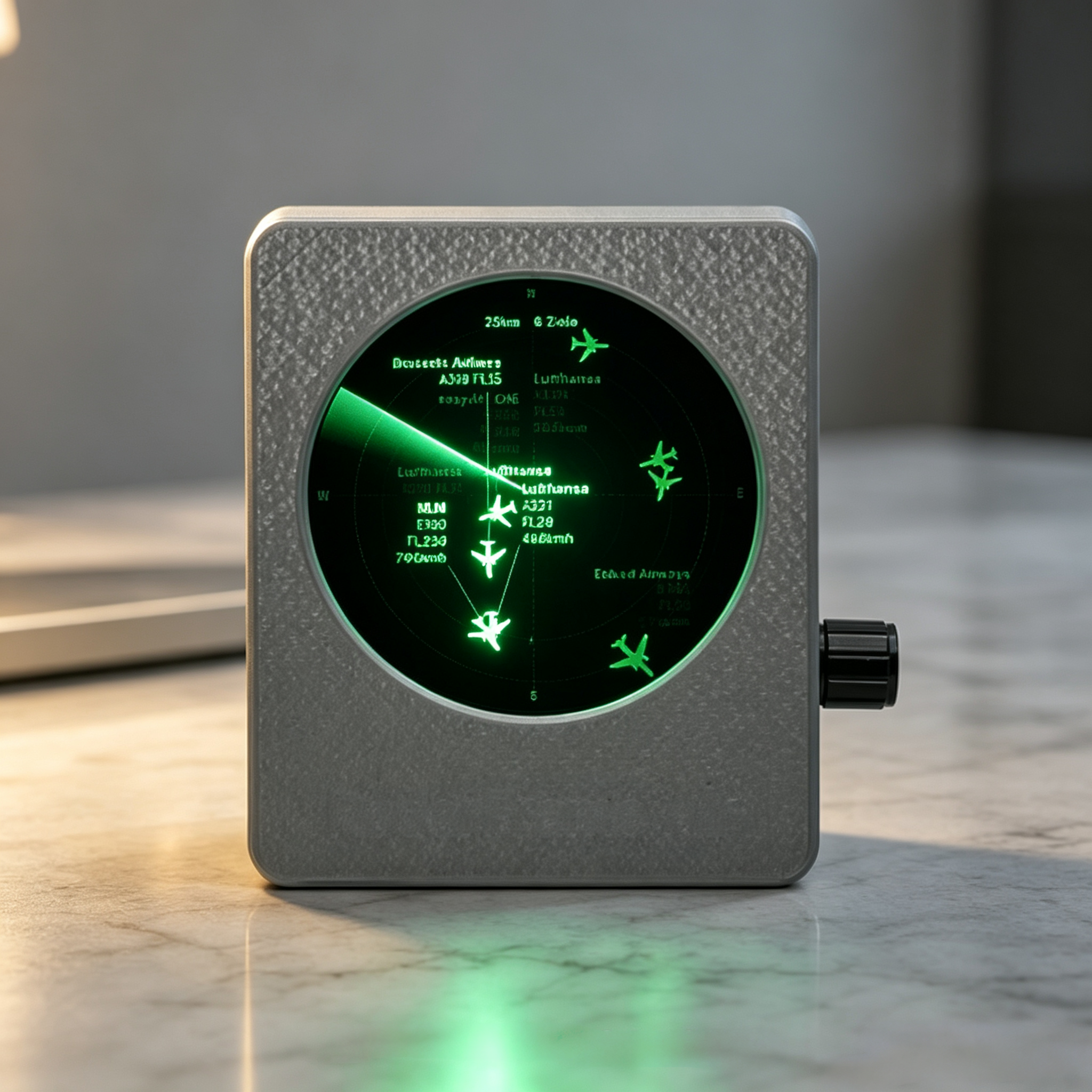 Desktop Live Flight Radar Display with Real-Time Aircraft Tracking, 2.8" Round Screen & Wi-Fi Connectivity