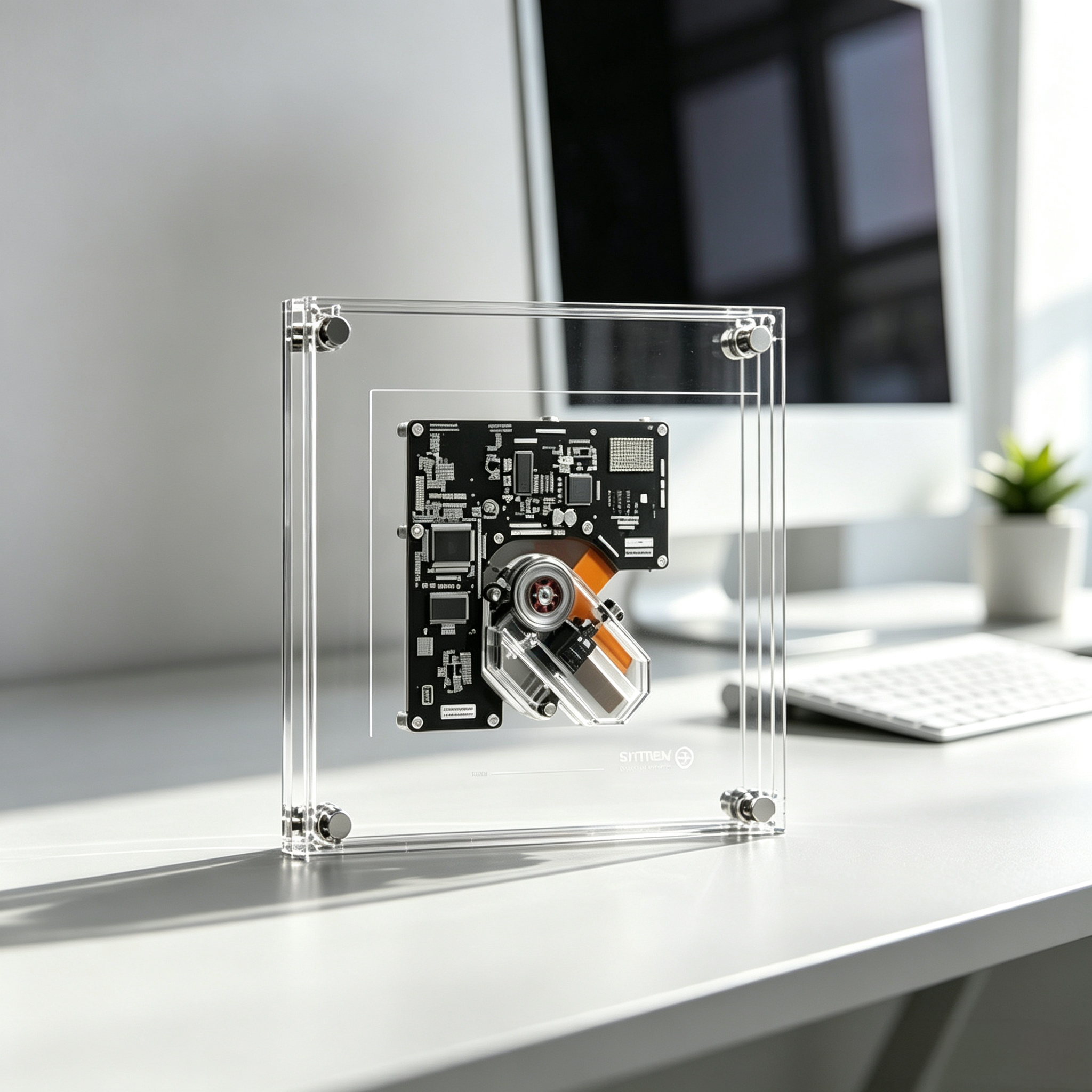 Transparent Frame CD Player with Living Art Design, Bluetooth Audio & Wall-Mount Music Display