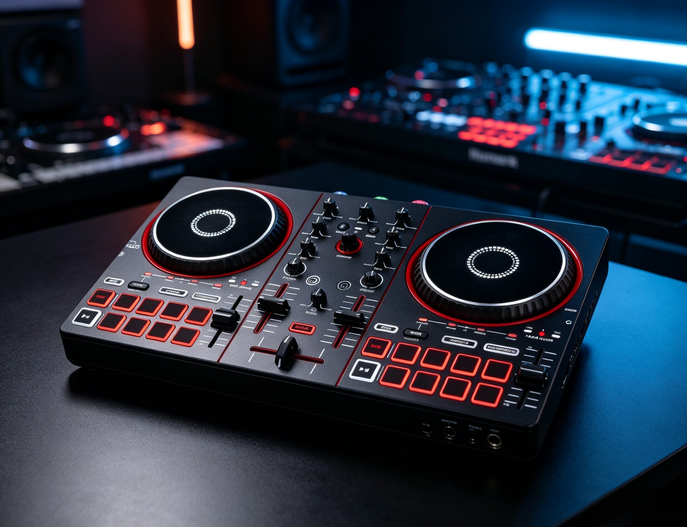 Portable Bluetooth DJ Controller with Built-In Light Show, 2-Deck Mixer & Creative Performance Effects