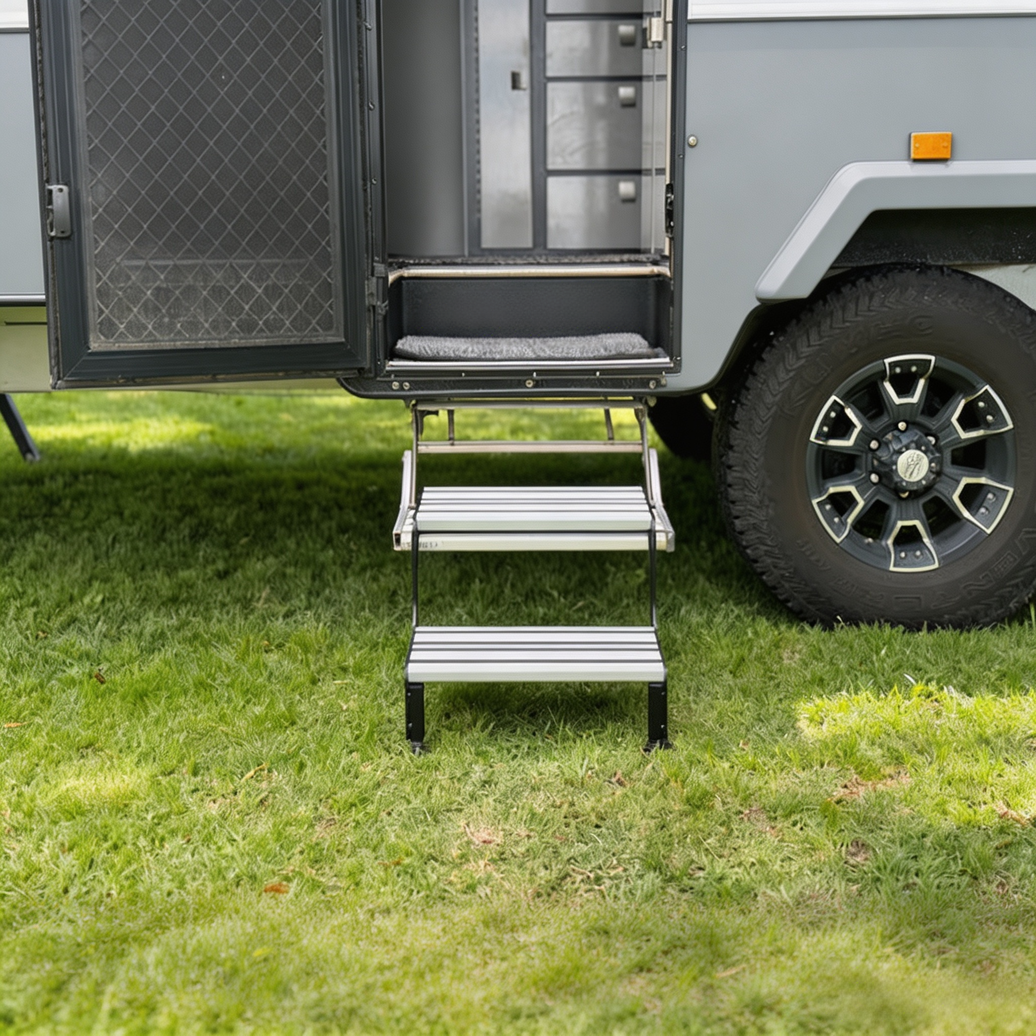 Caravan Extension Step with Adjustable Legs, Zero-Wobble Stability & Quick Installation