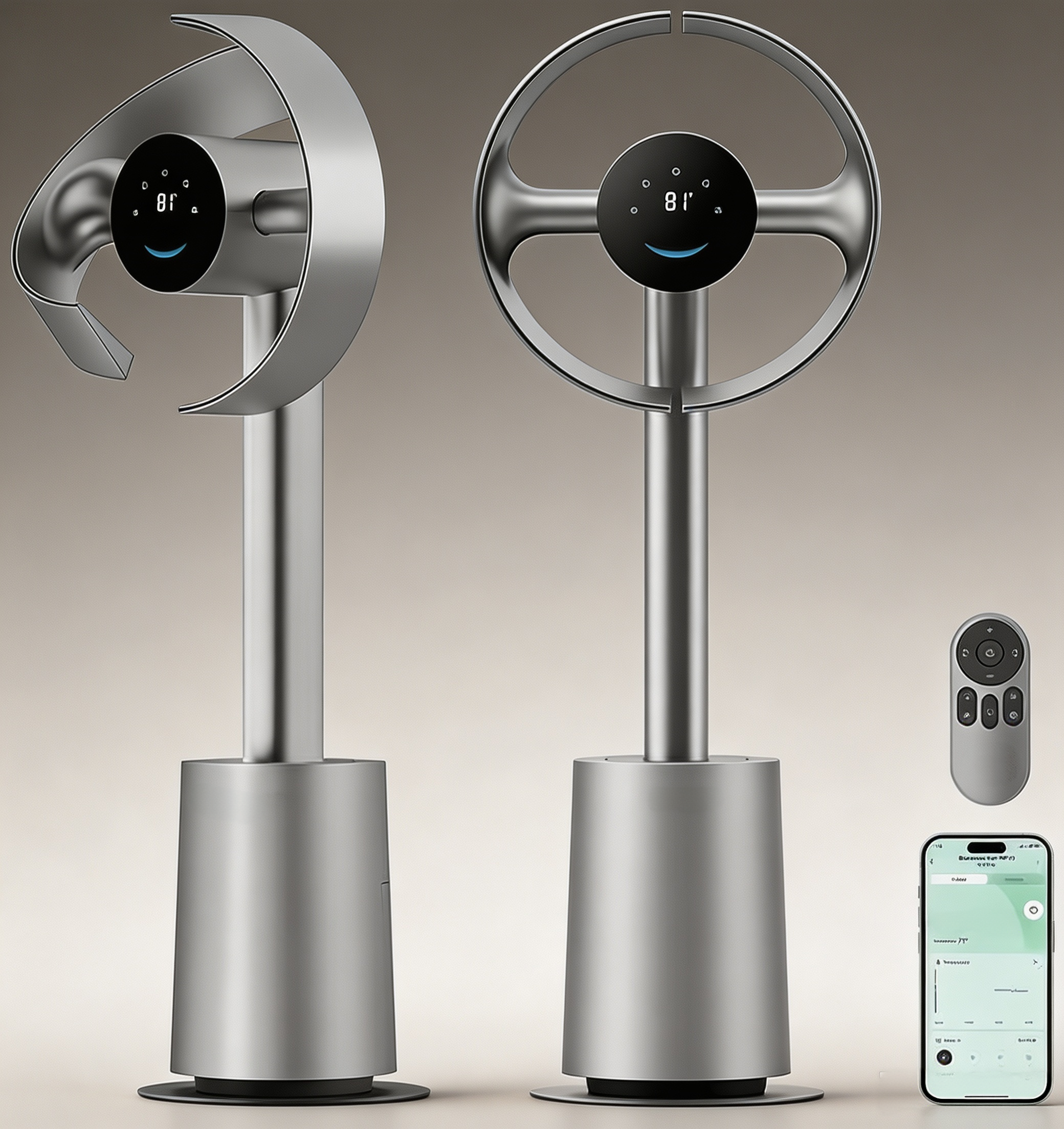 Smart Bladeless Tower Fan with 270° Spatial Airflow, Temperature-Adaptive Control & Whole-Room Circulation