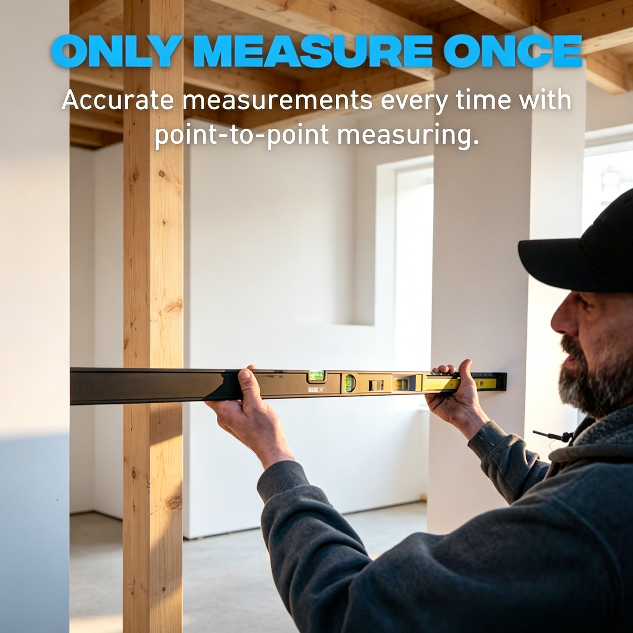 Extendable Aluminum Level Tool with 53"-96" Measuring Range, 5 Vials & Precision Alignment System