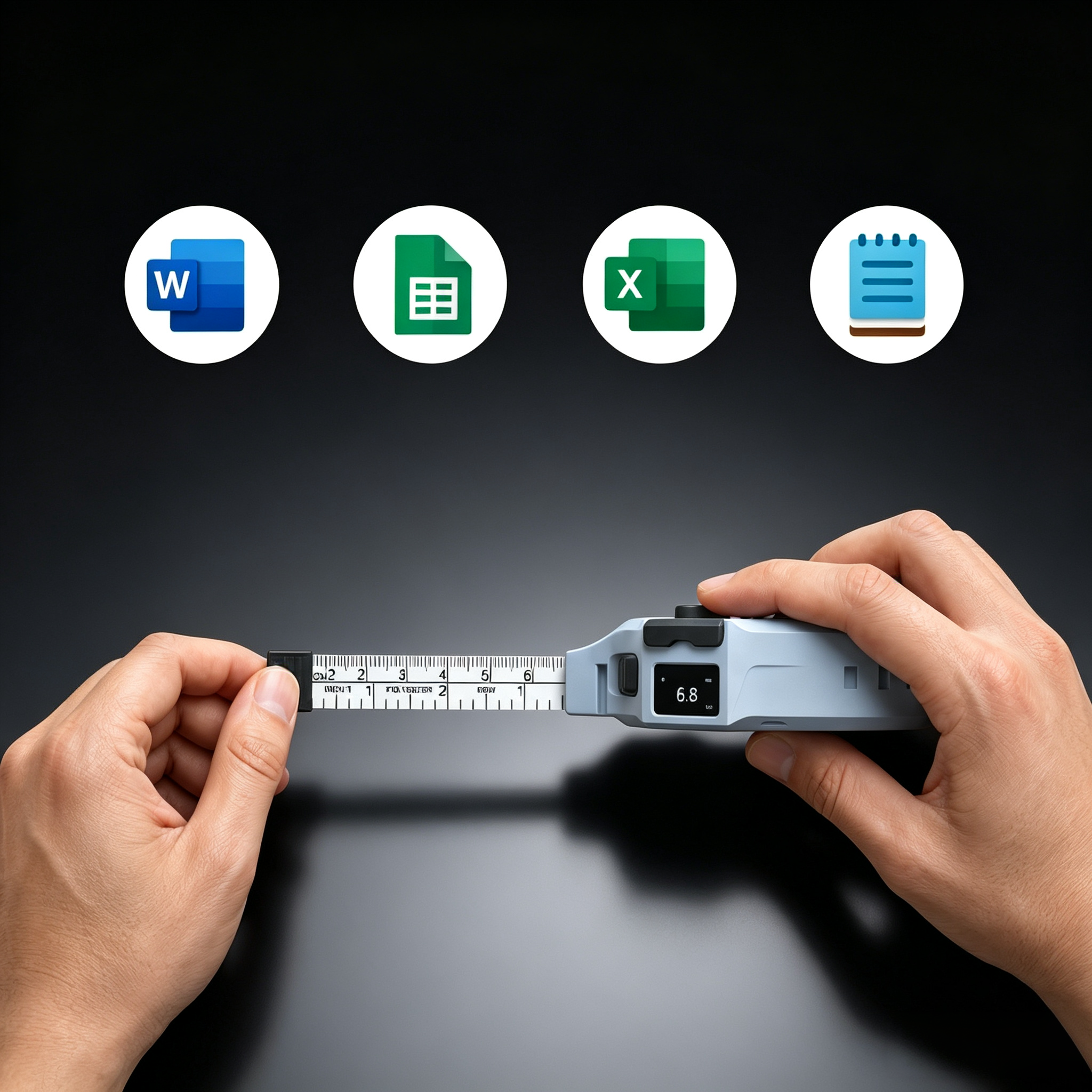 Smart Bluetooth Measuring Tape with 1mm Precision, Digital Data Sync & Wireless Charging for Fashion Design, Tailoring and Professional Measurement
