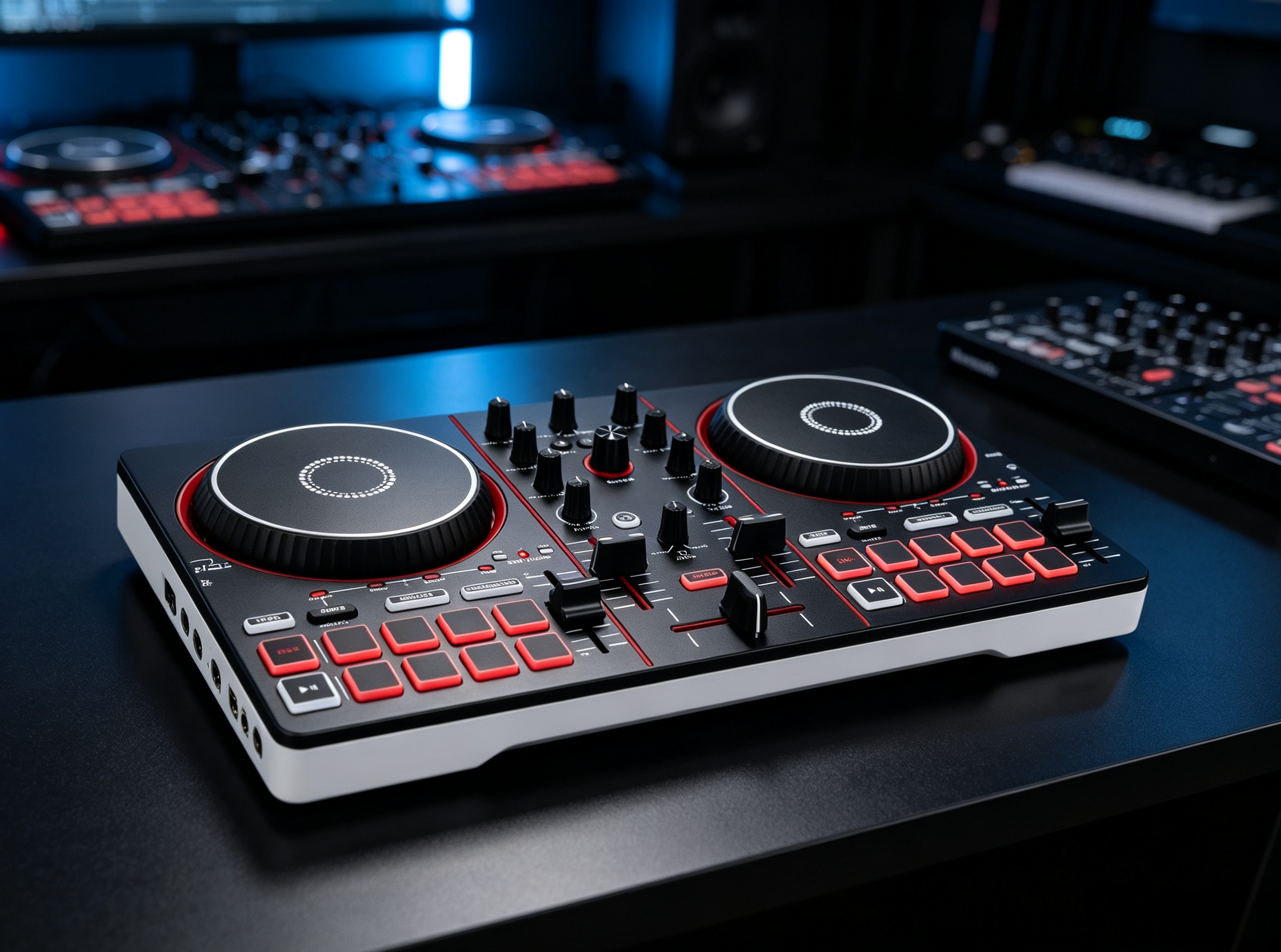Portable Bluetooth DJ Controller with Built-In Light Show, 2-Deck Mixer & Creative Performance Effects