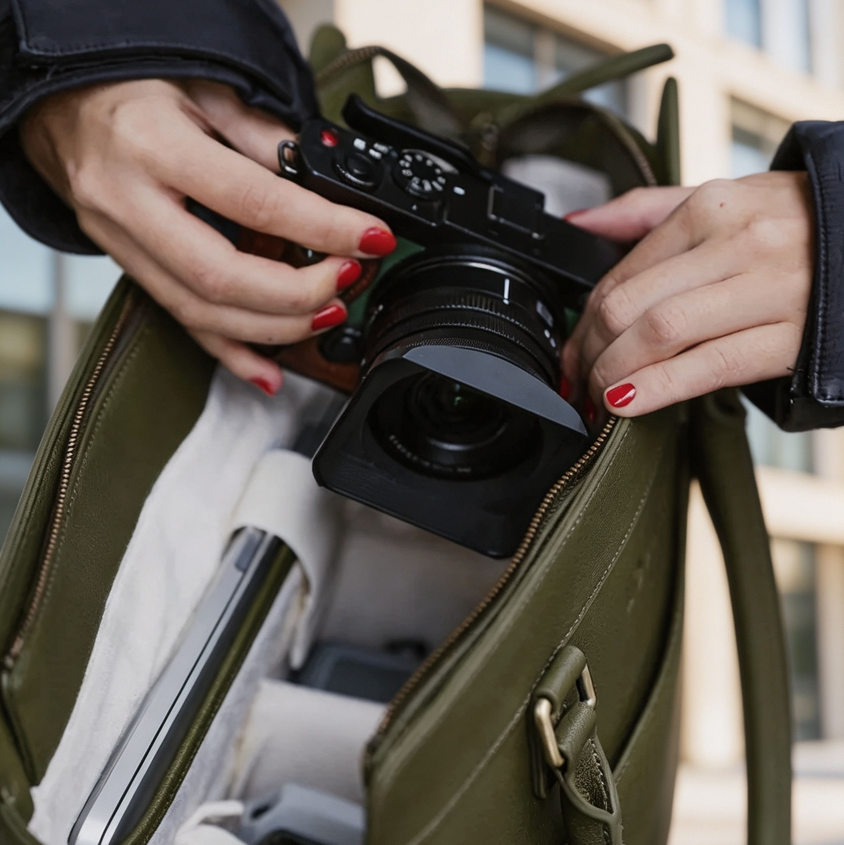 Camera Handbag with Protective Compartments, 16" Laptop Storage & Water-Repellent Design