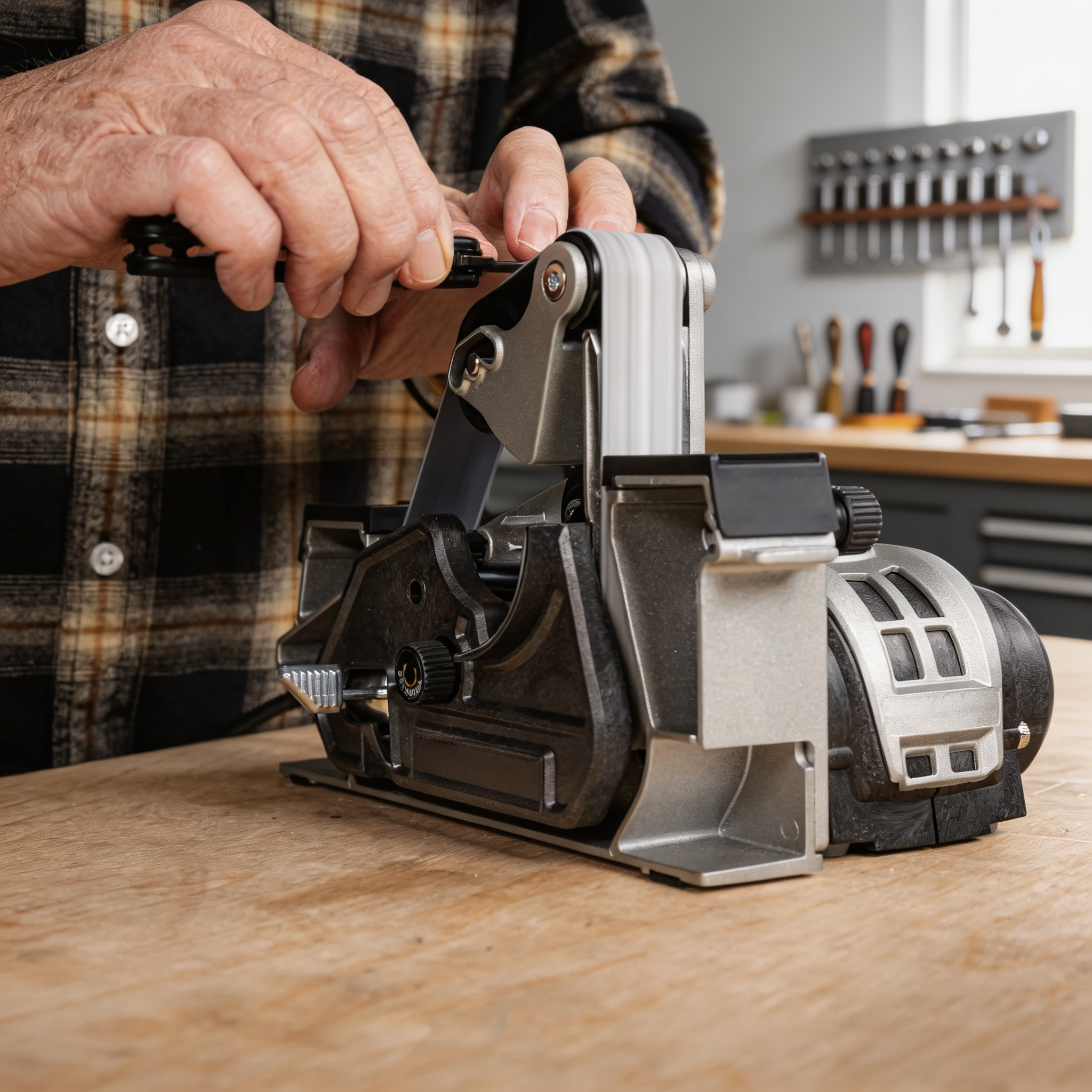Professional Electric Knife & Tool Sharpening System with Adjustable Angles, 7-Speed Control & Flexible Belt Technology