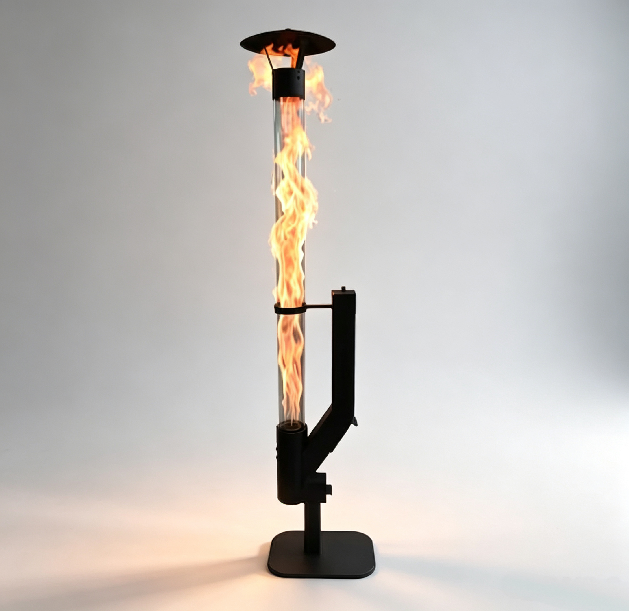 Wood Pellet Patio Heater with Glass Flame Tube, Smokeless Outdoor Heating & Freestanding Design