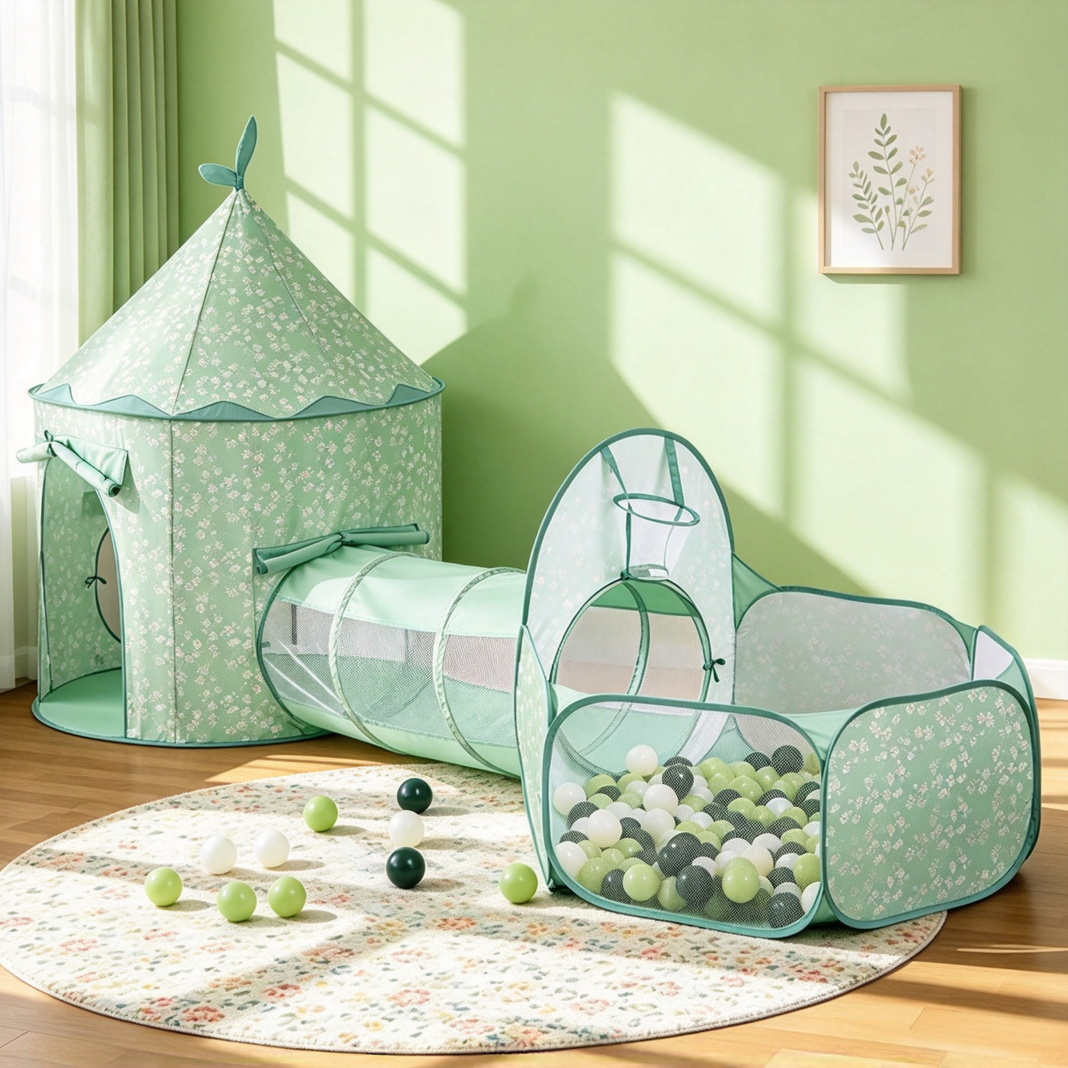 Kids Play Tent with Tunnel & Ball Pit, Indoor Adventure Playhouse for Toddlers