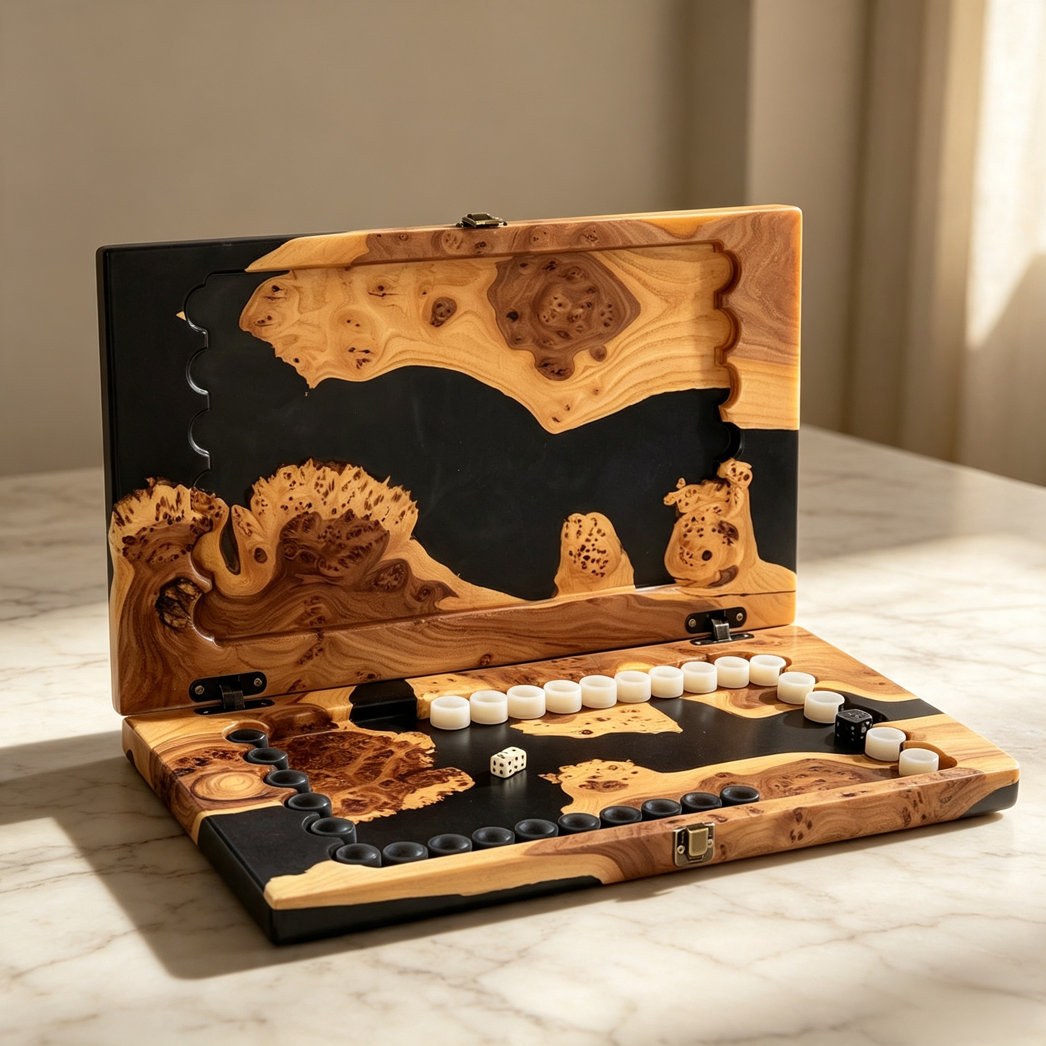 Luxury Epoxy Resin Backgammon Set