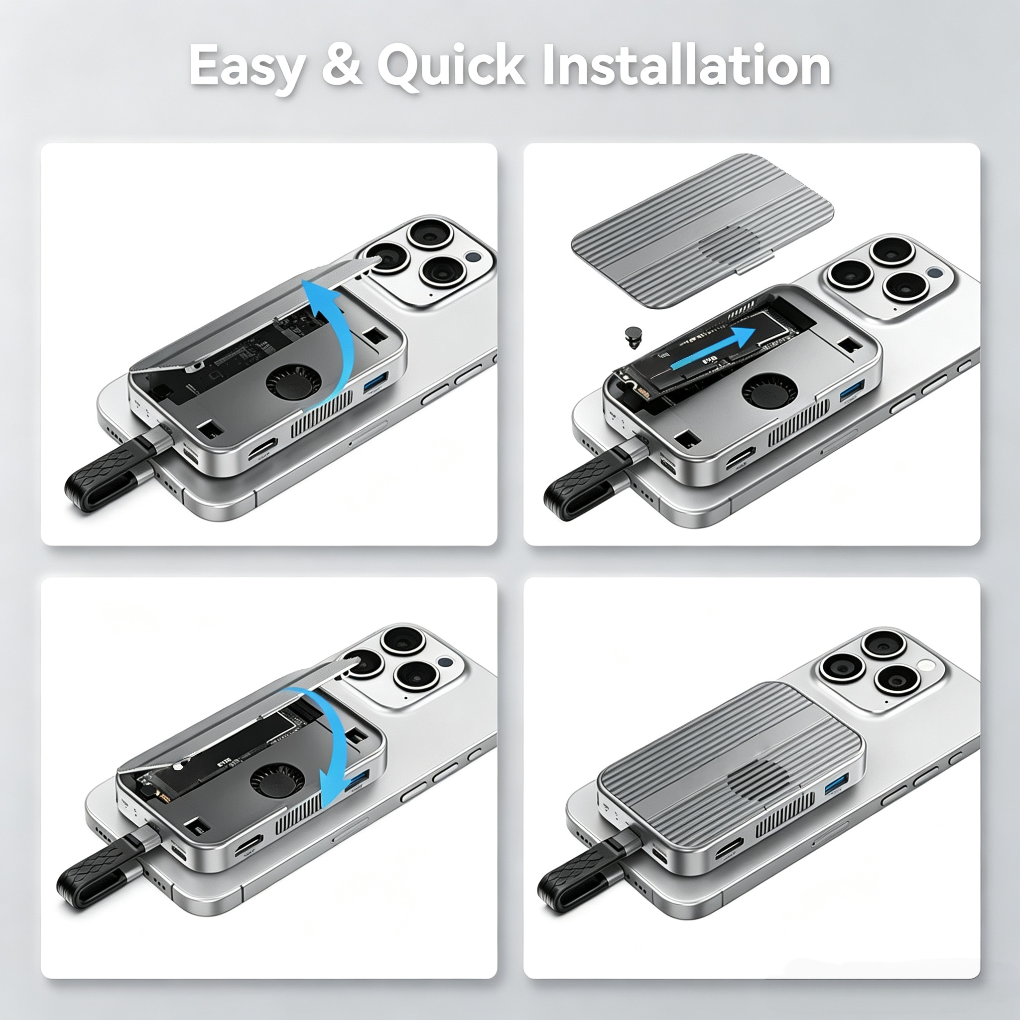 Portable Magnetic SSD Docking Station with 10Gbps High-Speed Transfer, USB-C Expansion Hub & External Storage Solution