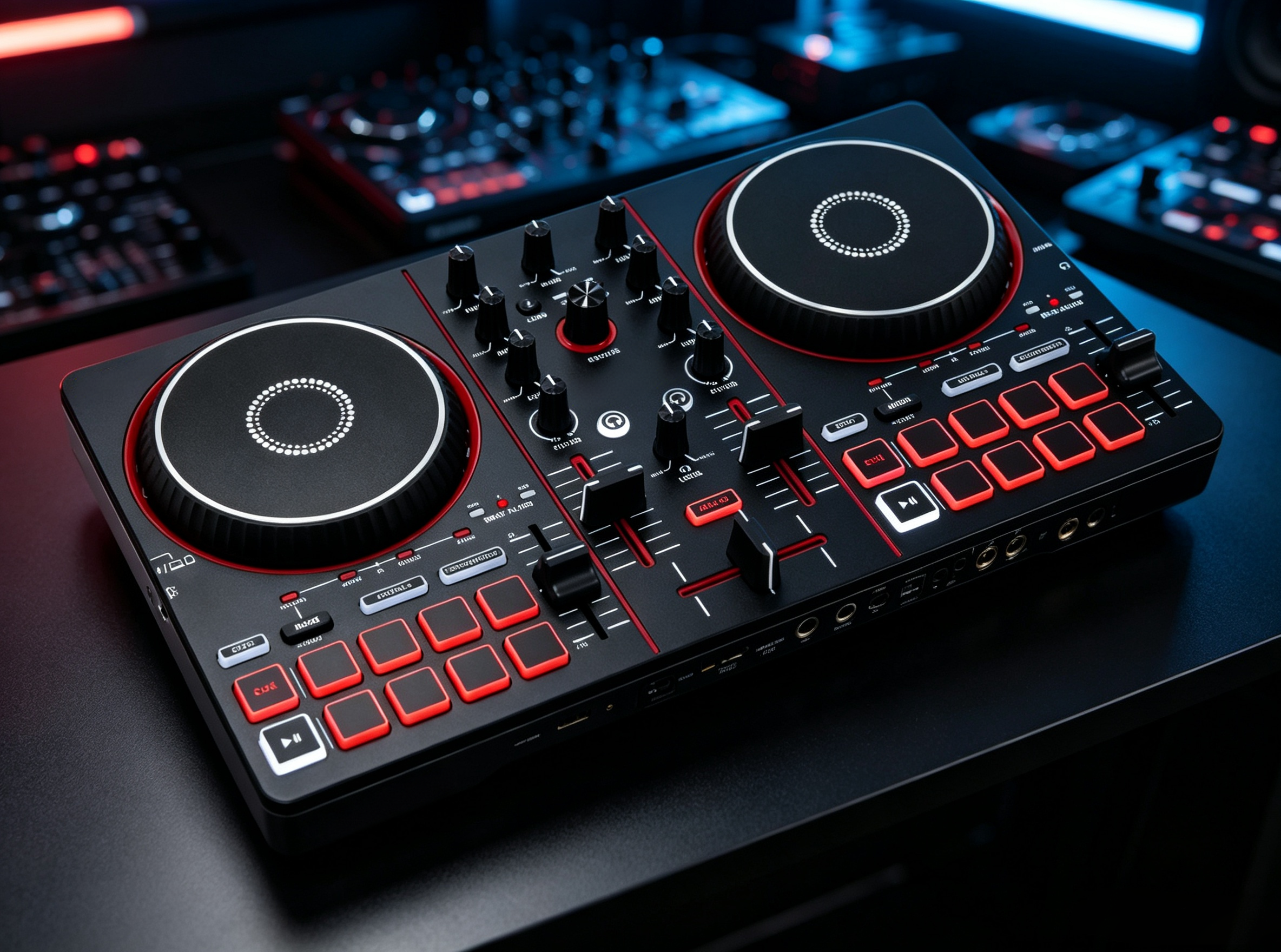 Portable Bluetooth DJ Controller with Built-In Light Show, 2-Deck Mixer & Creative Performance Effects