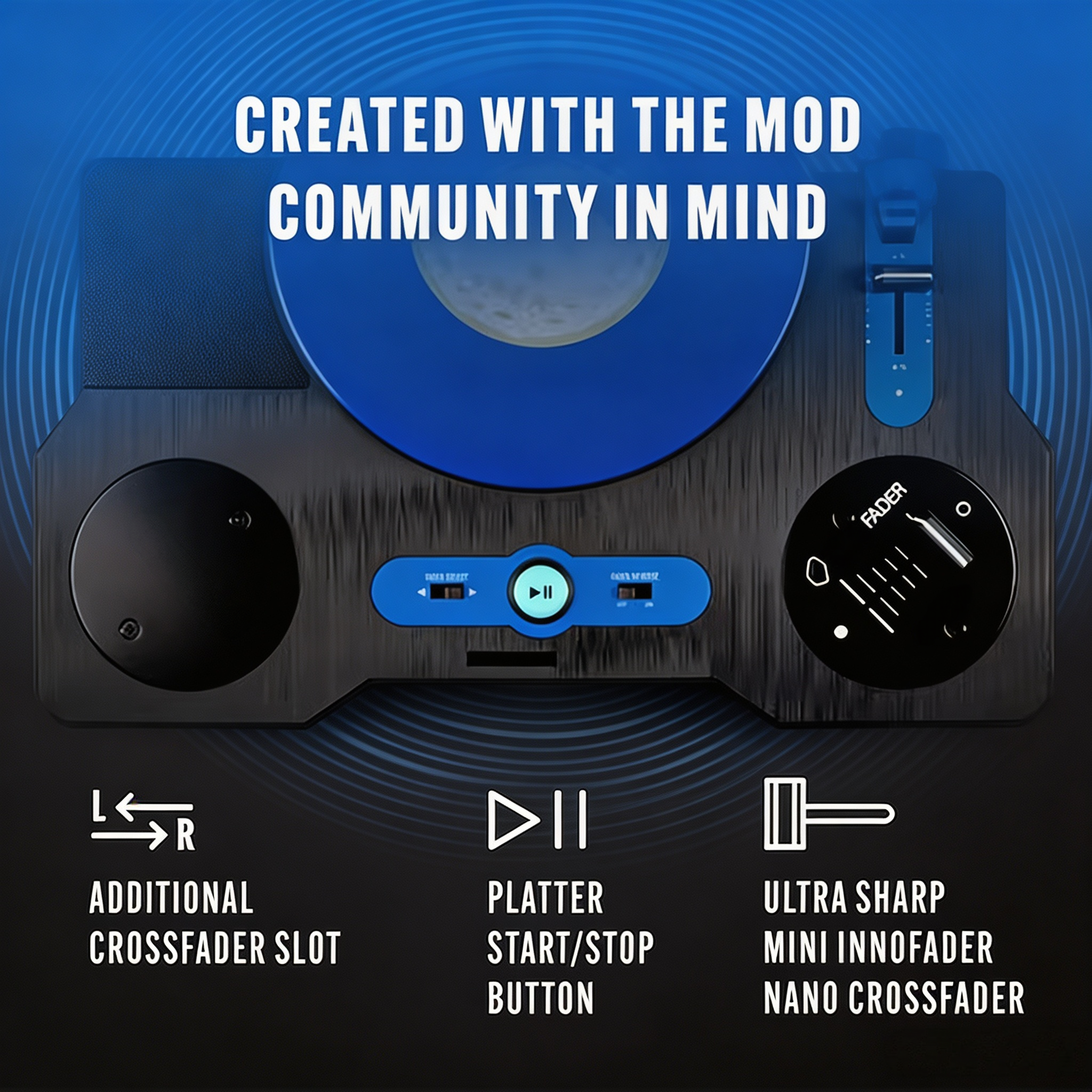 Portable Scratch Turntable with Built-In Speaker, Bluetooth, Rechargeable Battery & USB Recording