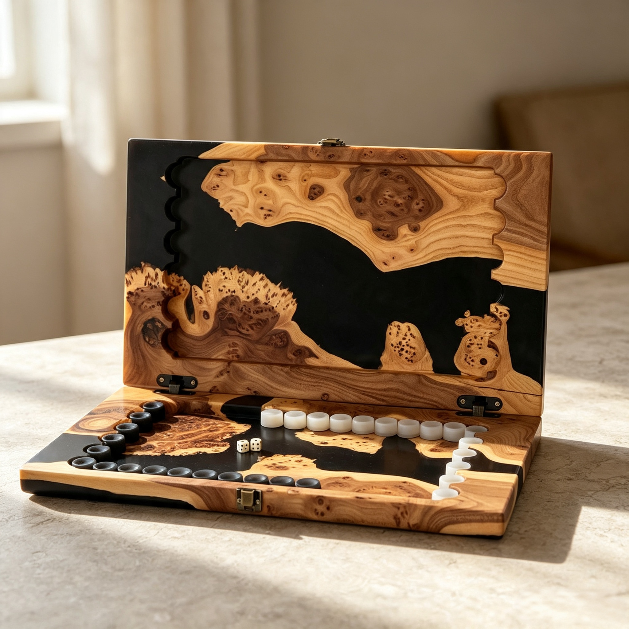 Luxury Epoxy Resin Backgammon Set