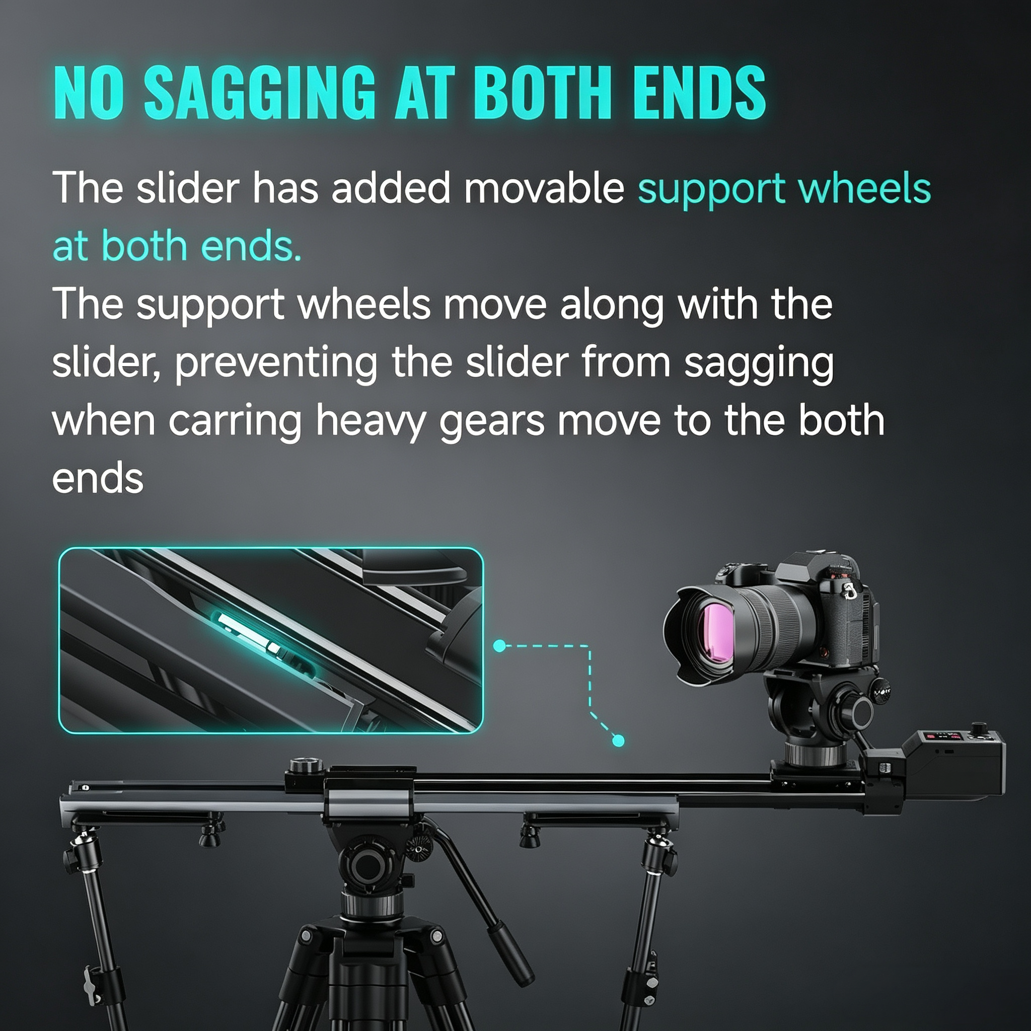 Motorized Camera Slider with Double-Distance Track, Silent Motion Control & Time-Lapse Shooting System
