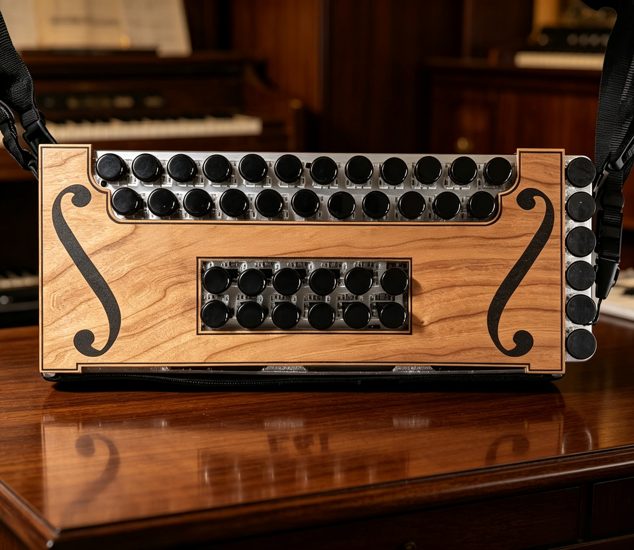 Electronic Digital Accordion with MIDI Support, Built-In Synthesizer & Portable Design for Music Creation, Performance and Practice