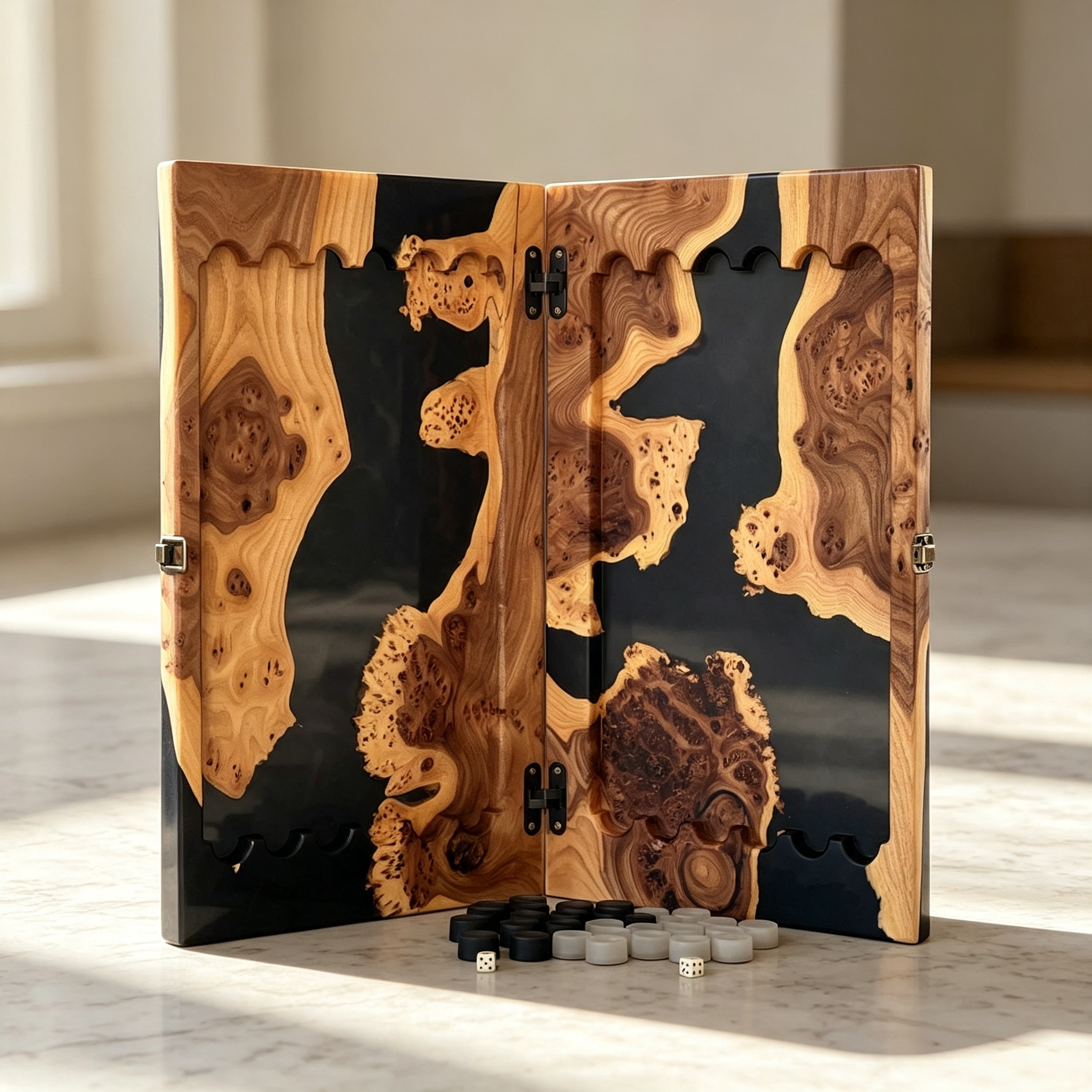 Luxury Epoxy Resin Backgammon Set