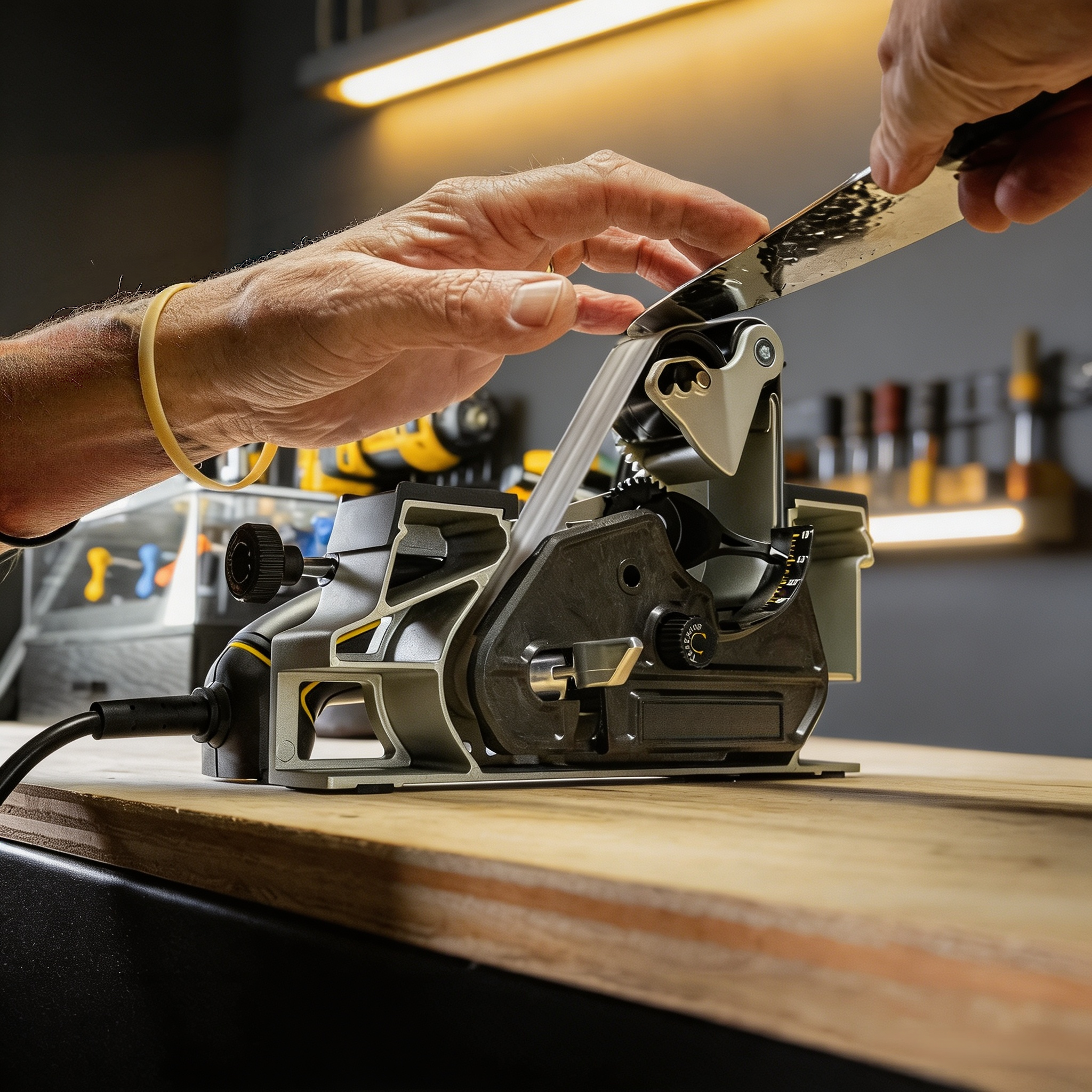 Professional Electric Knife & Tool Sharpening System with Adjustable Angles, 7-Speed Control & Flexible Belt Technology