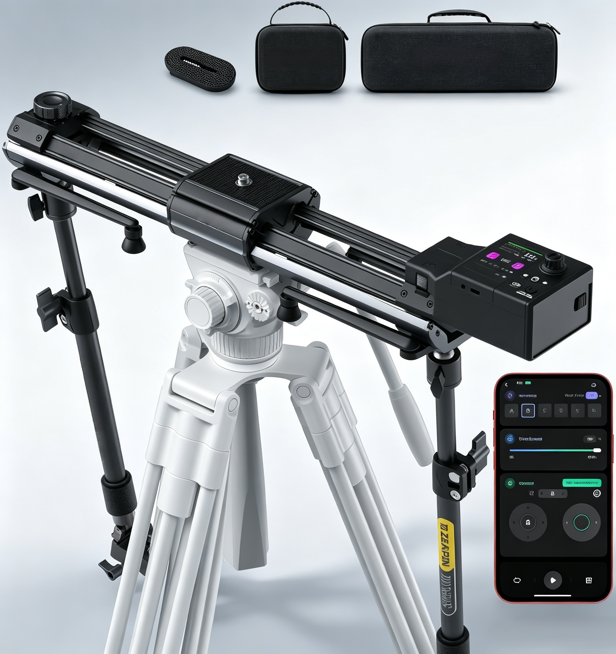 Motorized Camera Slider with Double-Distance Track, Silent Motion Control & Time-Lapse Shooting System