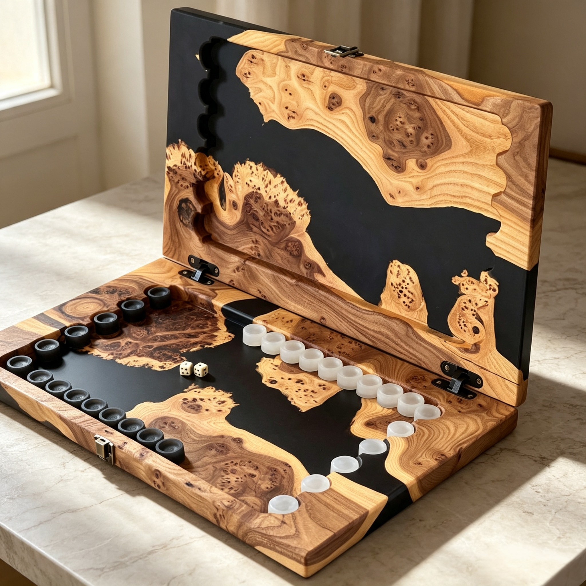 Luxury Epoxy Resin Backgammon Set