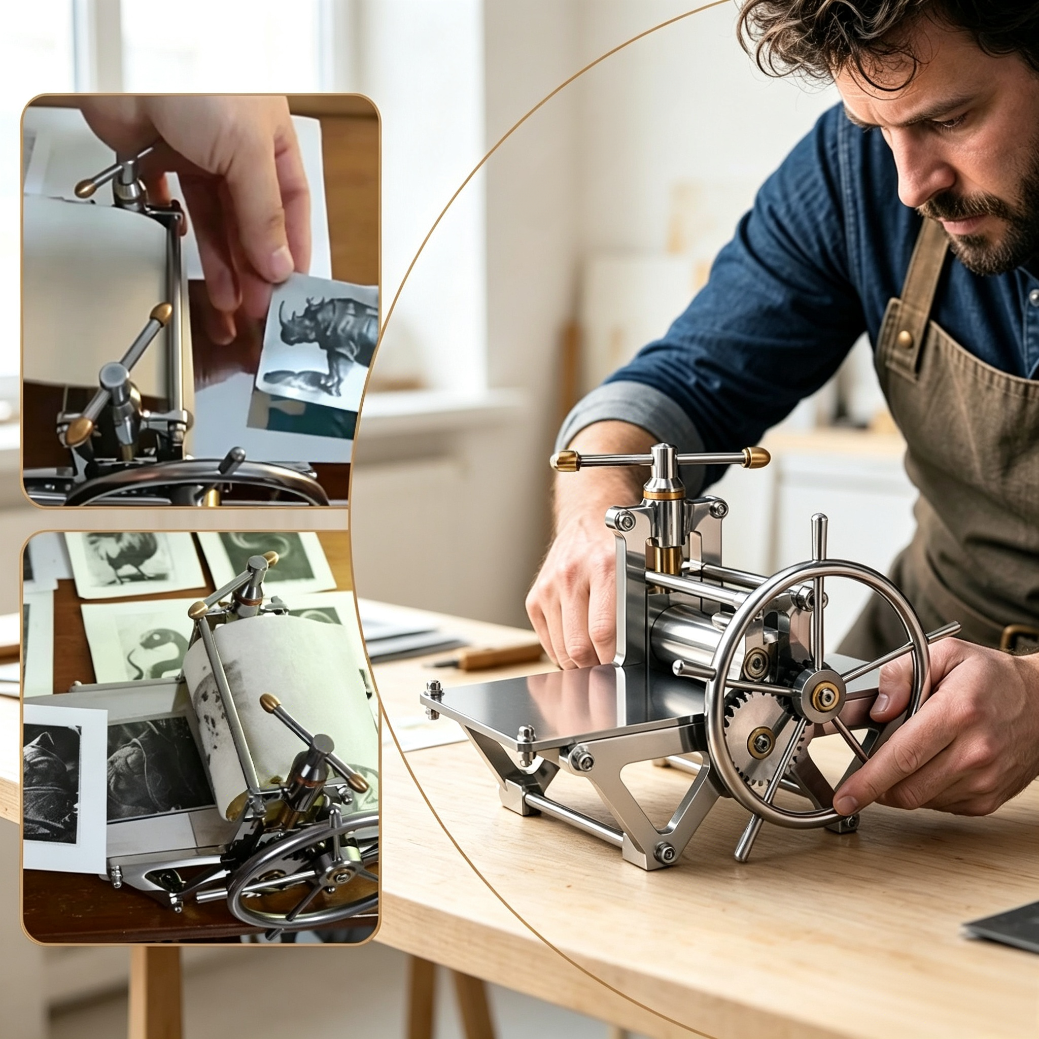 Manual Printmaking Press Machine for Linocut, Etching, Woodcut & DIY Art Printing