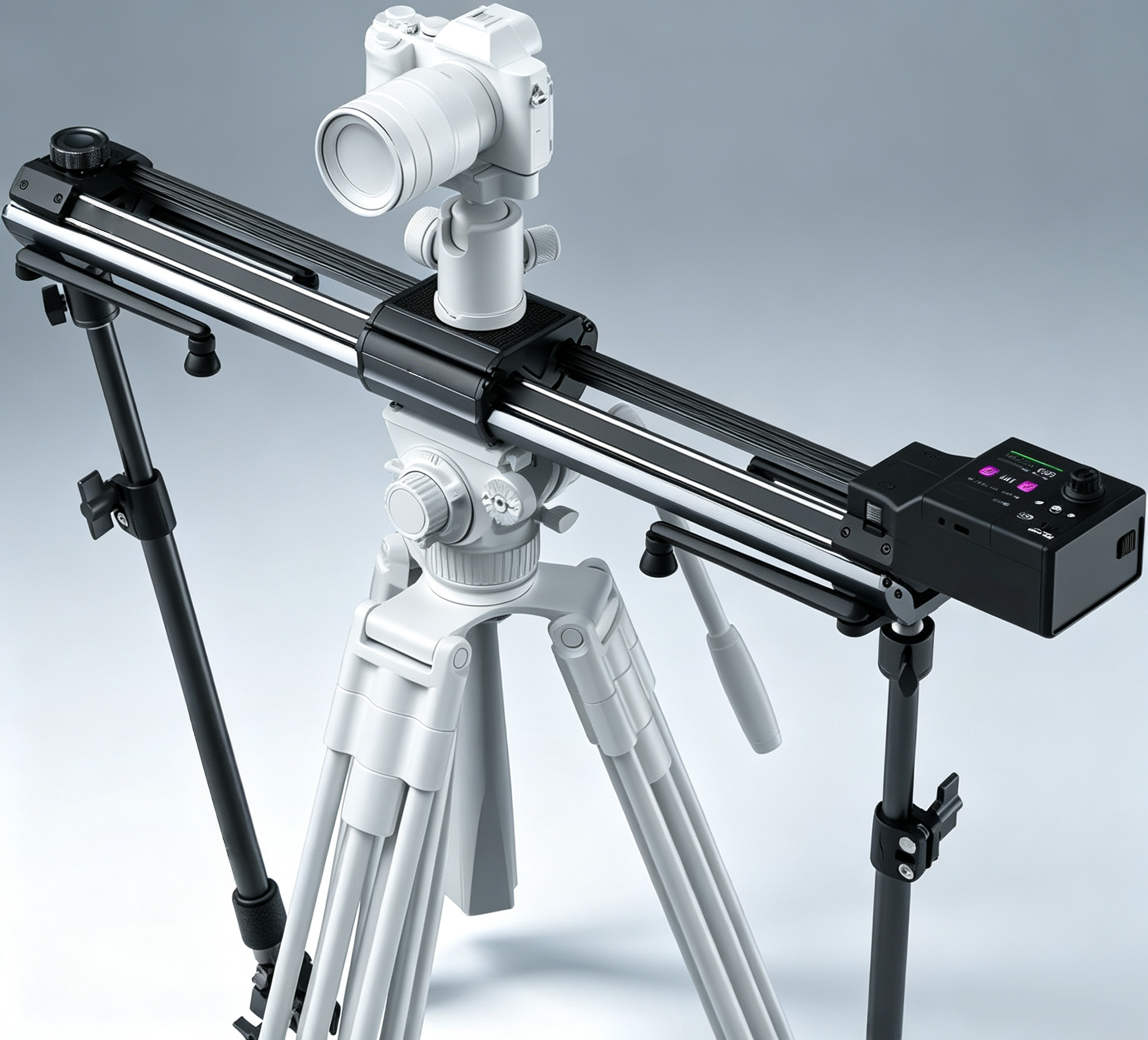 Motorized Camera Slider with Double-Distance Track, Silent Motion Control & Time-Lapse Shooting System