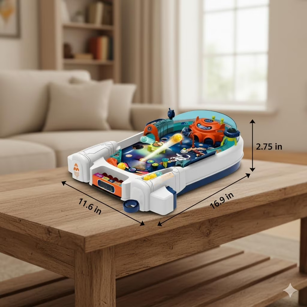 Space-Themed Kids Mini Pinball Machine – Tabletop Arcade Game