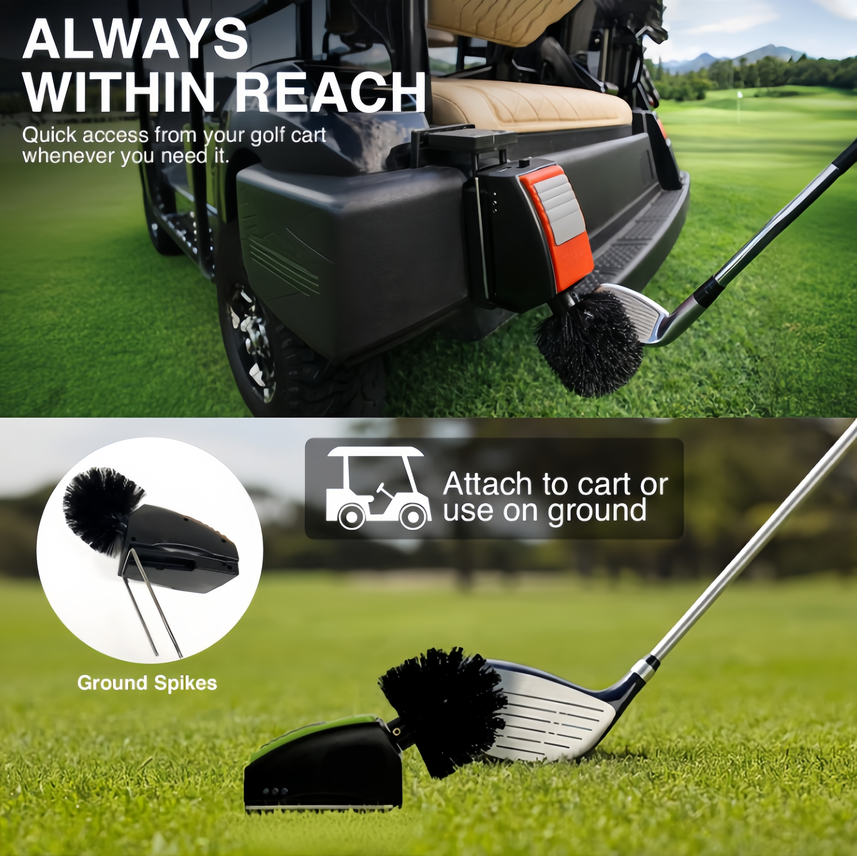 Motorized Golf Club Cleaning Brush Kit with Rechargeable Power, Golf Cart Mount & Portable Cleaning System