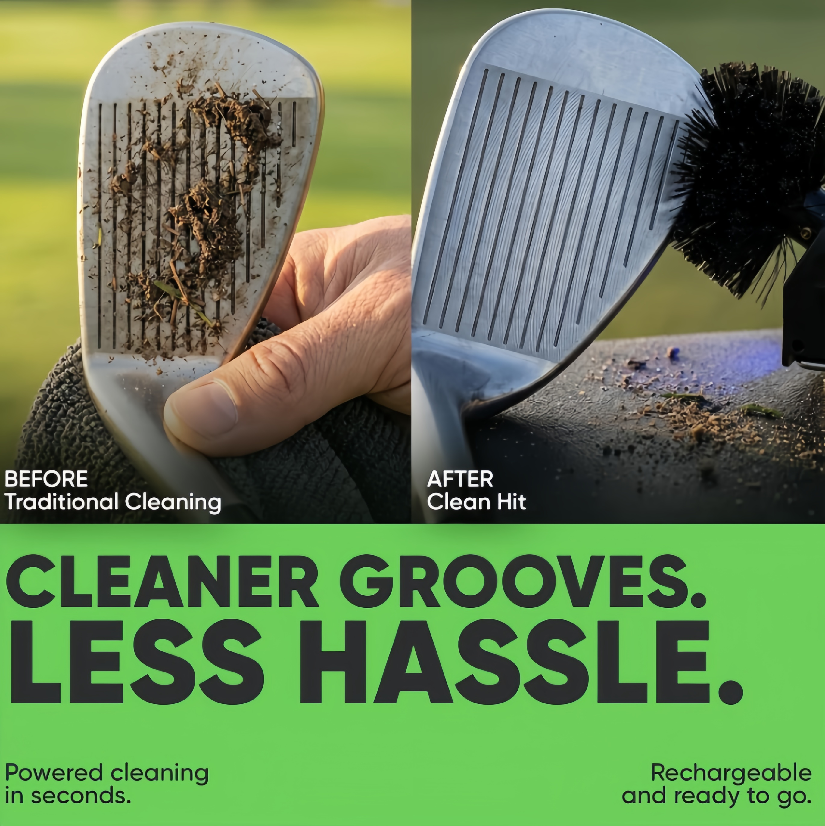 Motorized Golf Club Cleaning Brush Kit with Rechargeable Power, Golf Cart Mount & Portable Cleaning System