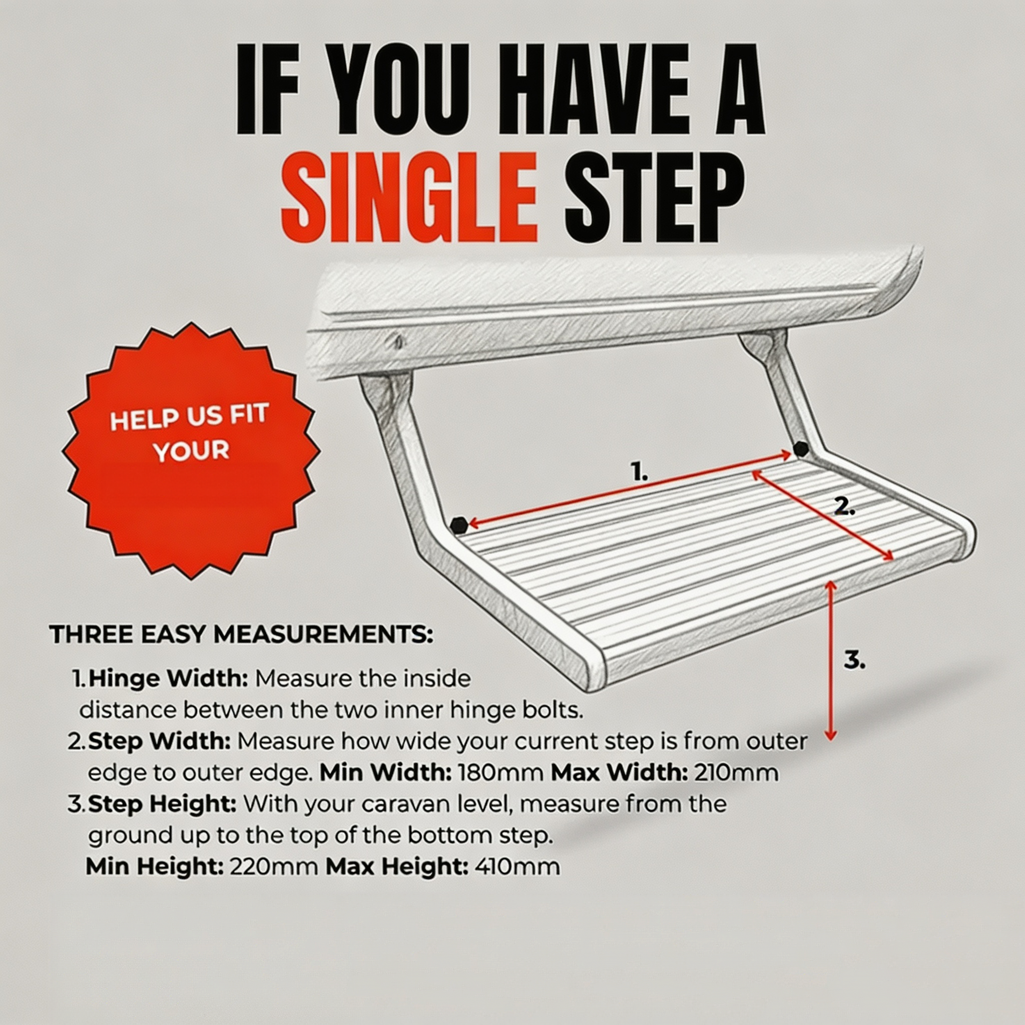 Caravan Extension Step with Adjustable Legs, Zero-Wobble Stability & Quick Installation
