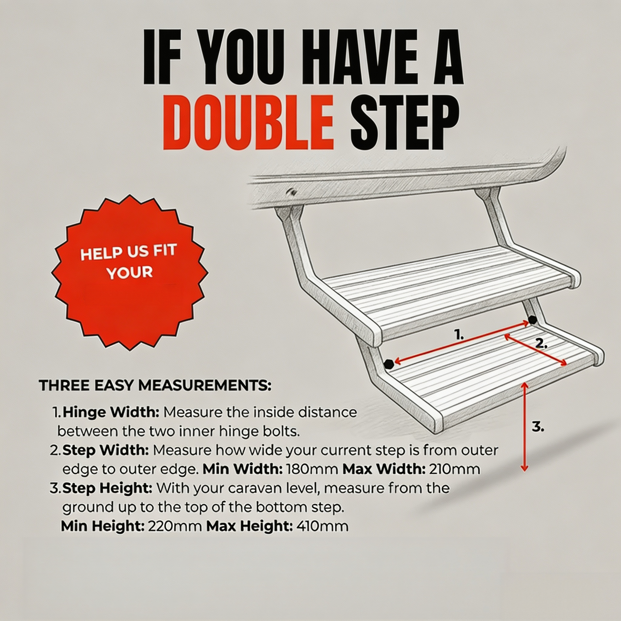 Caravan Extension Step with Adjustable Legs, Zero-Wobble Stability & Quick Installation