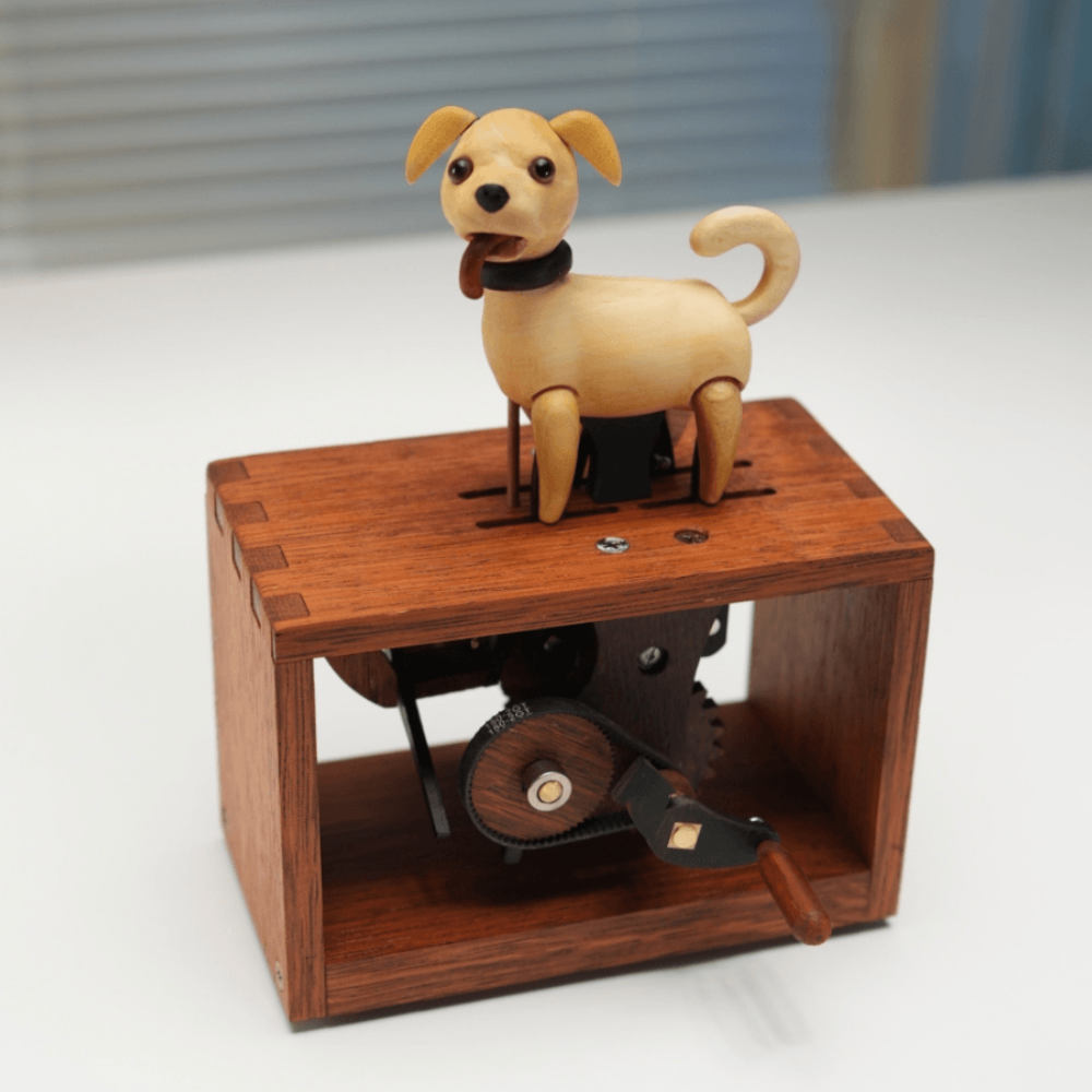 Handmade Wooden Puppy Automaton