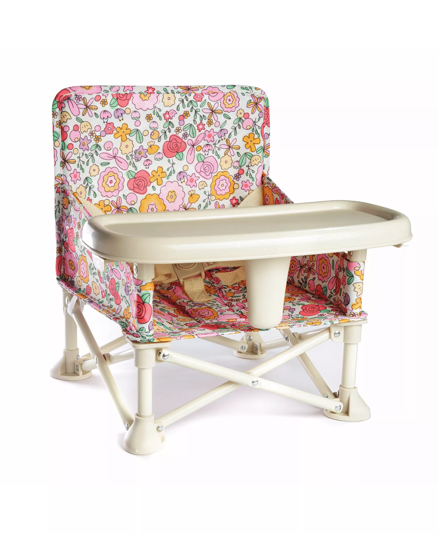 Portable Baby Booster Seat with Foldable Design, Removable Tray & Travel Carry Bag for On-the-Go Feeding