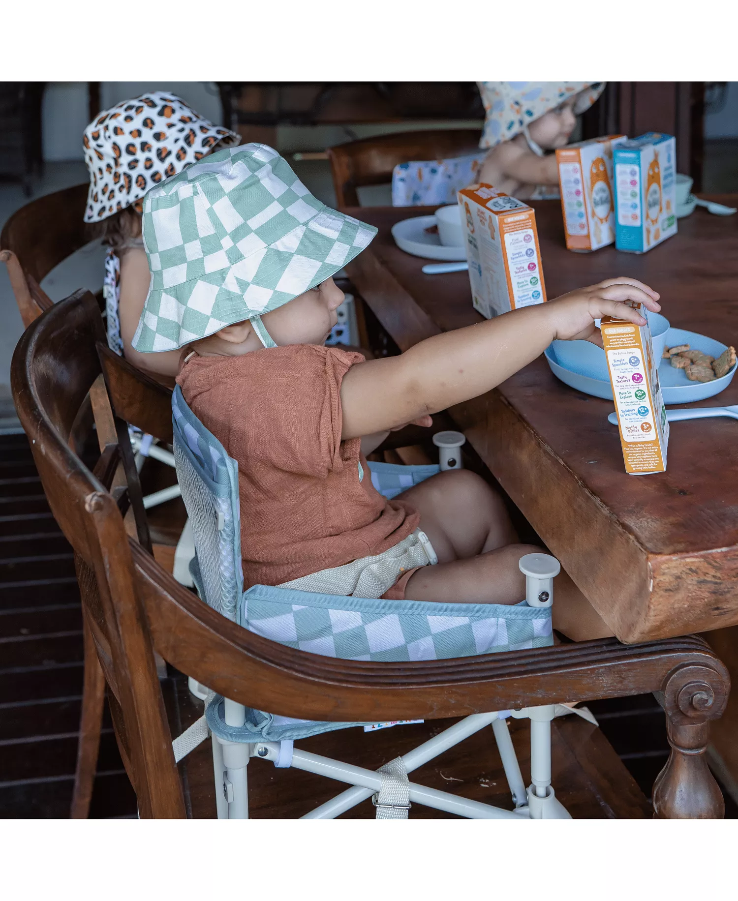 Portable Baby Booster Seat with Foldable Design, Removable Tray & Travel Carry Bag for On-the-Go Feeding