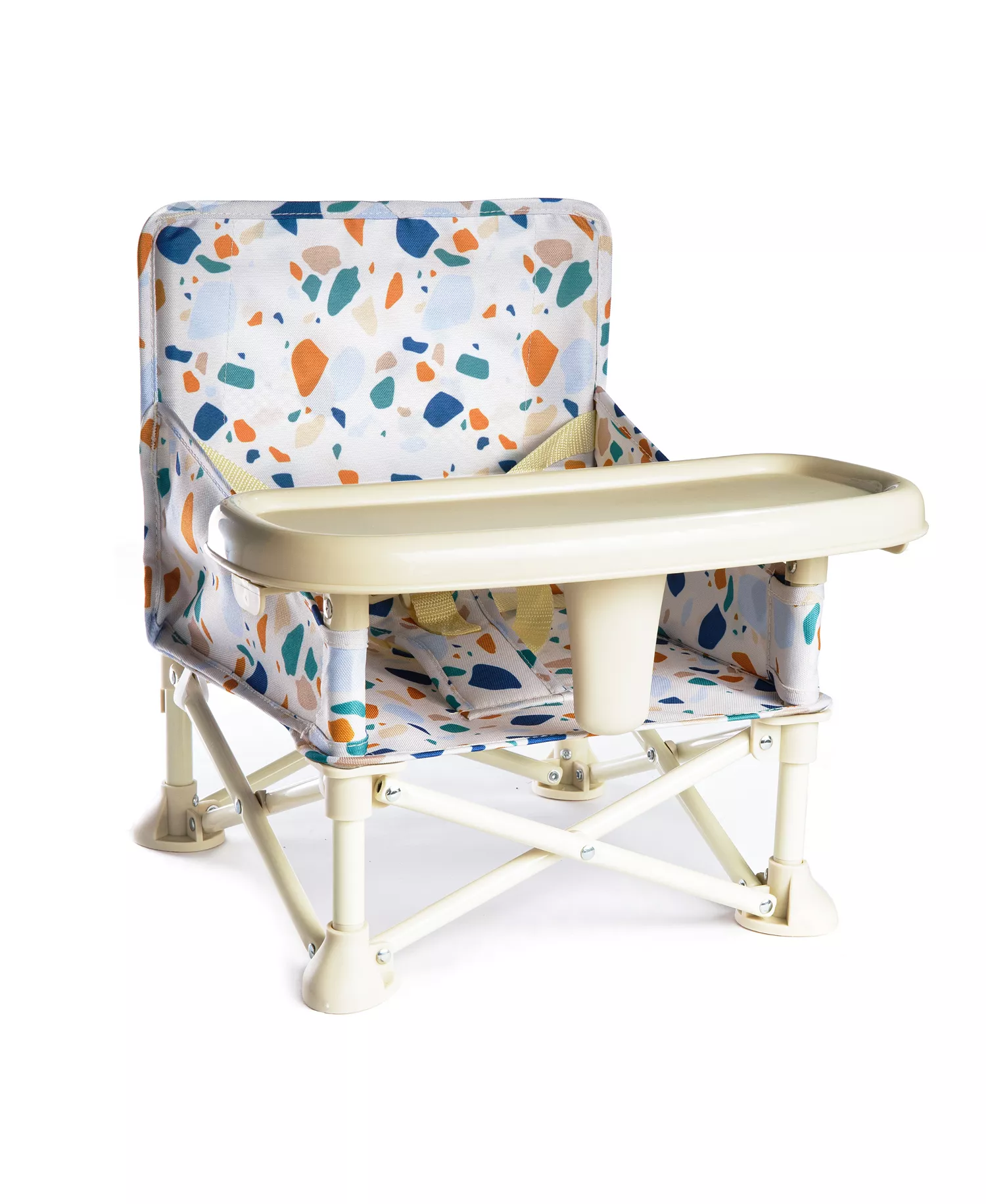 Portable Baby Booster Seat with Foldable Design, Removable Tray & Travel Carry Bag for On-the-Go Feeding