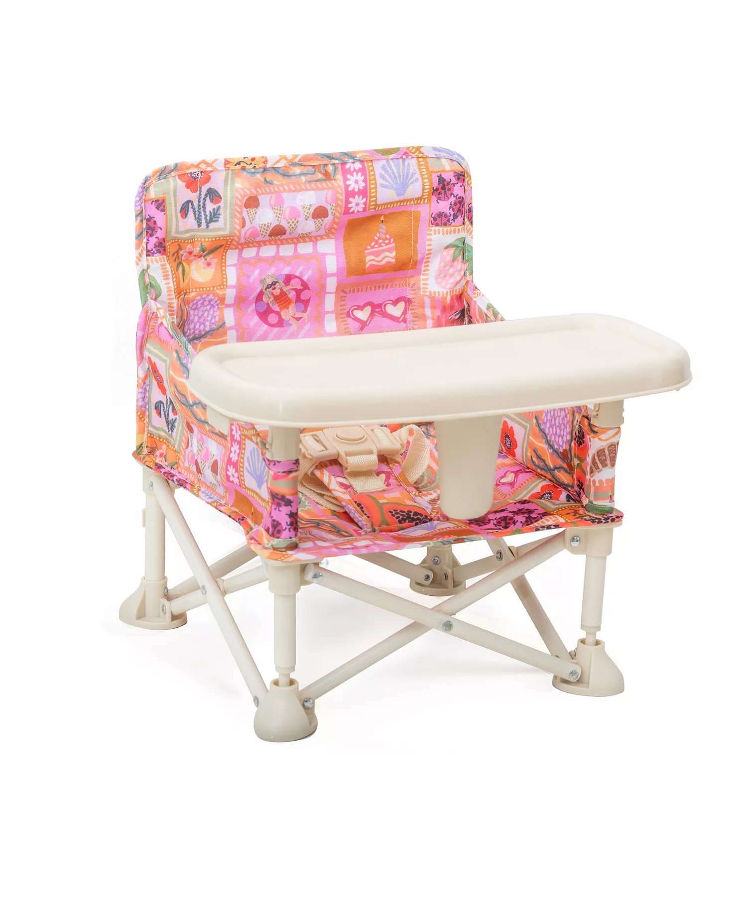 Portable Baby Booster Seat with Foldable Design, Removable Tray & Travel Carry Bag for On-the-Go Feeding