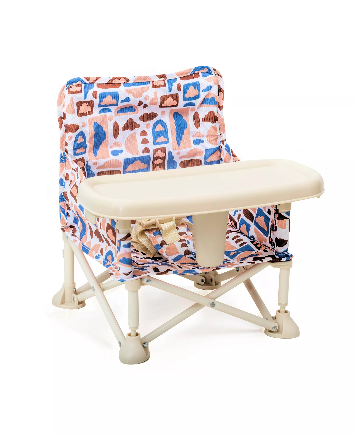 Portable Baby Booster Seat with Foldable Design, Removable Tray & Travel Carry Bag for On-the-Go Feeding