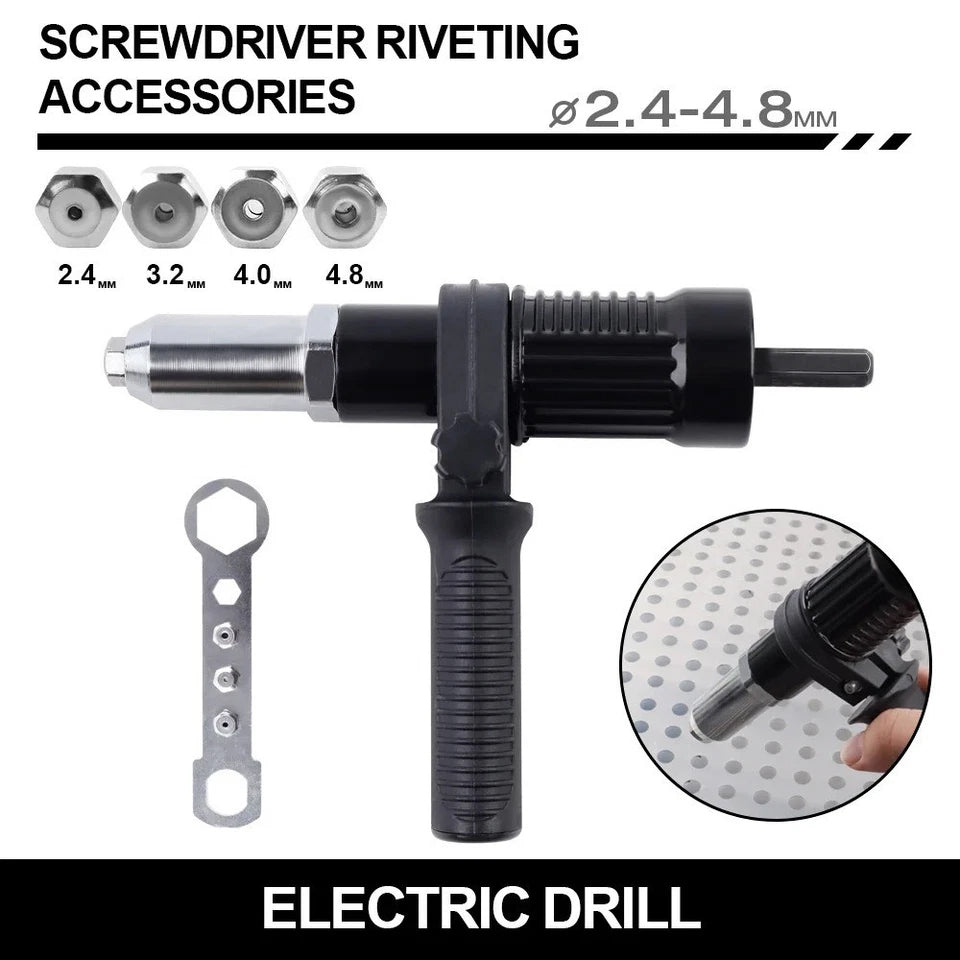 Cordless Electric Rivet Nut Gun Adapter for Power Drills – Riveting Tool Insert