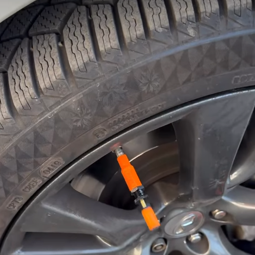 Adjustable automatic stop tire deflation valve kit