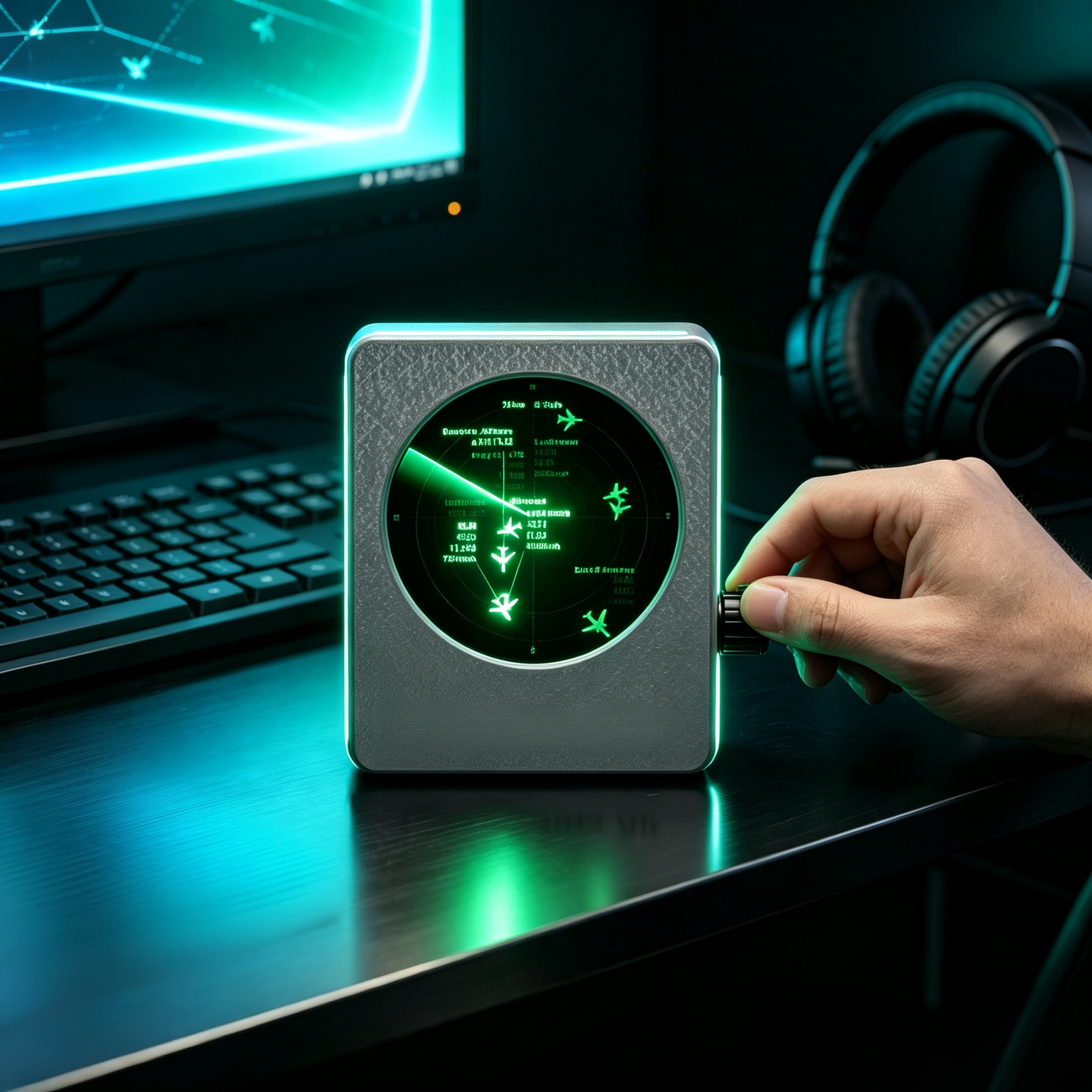 Desktop Live Flight Radar Display with Real-Time Aircraft Tracking, 2.8" Round Screen & Wi-Fi Connectivity