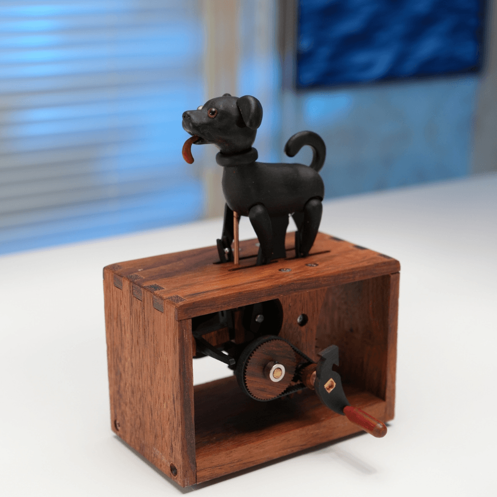 Handmade Wooden Puppy Automaton