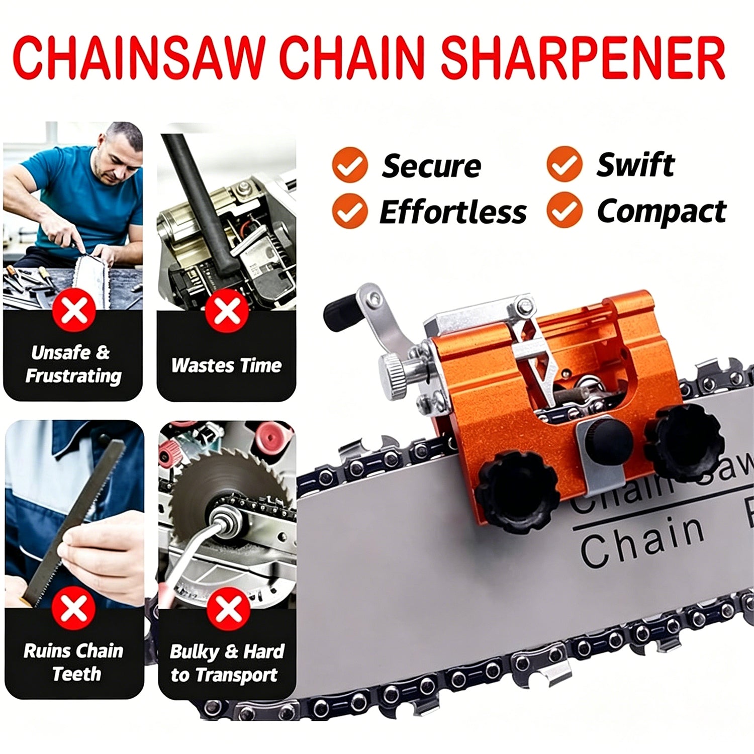 Portable chainsaw chain grinder kit