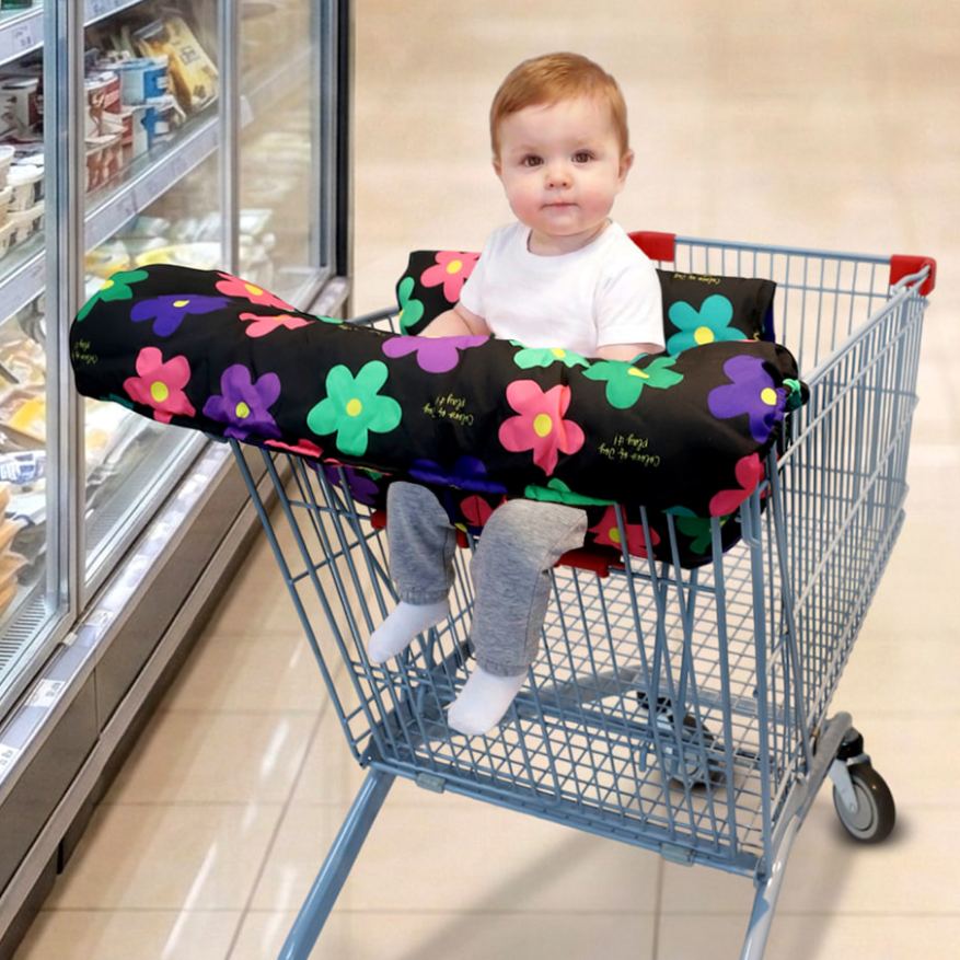 Black Floral Pattern Shopping Cart Cover – Soft & Hygienic