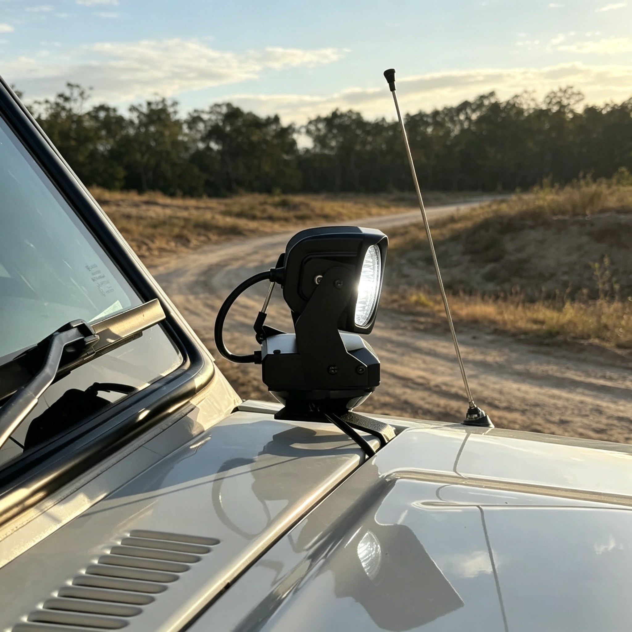 High-Power Remote Control LED Spotlight For Trucks & SUVs – 360° Rotating Waterproof Search Light With Ultra Bright Beam