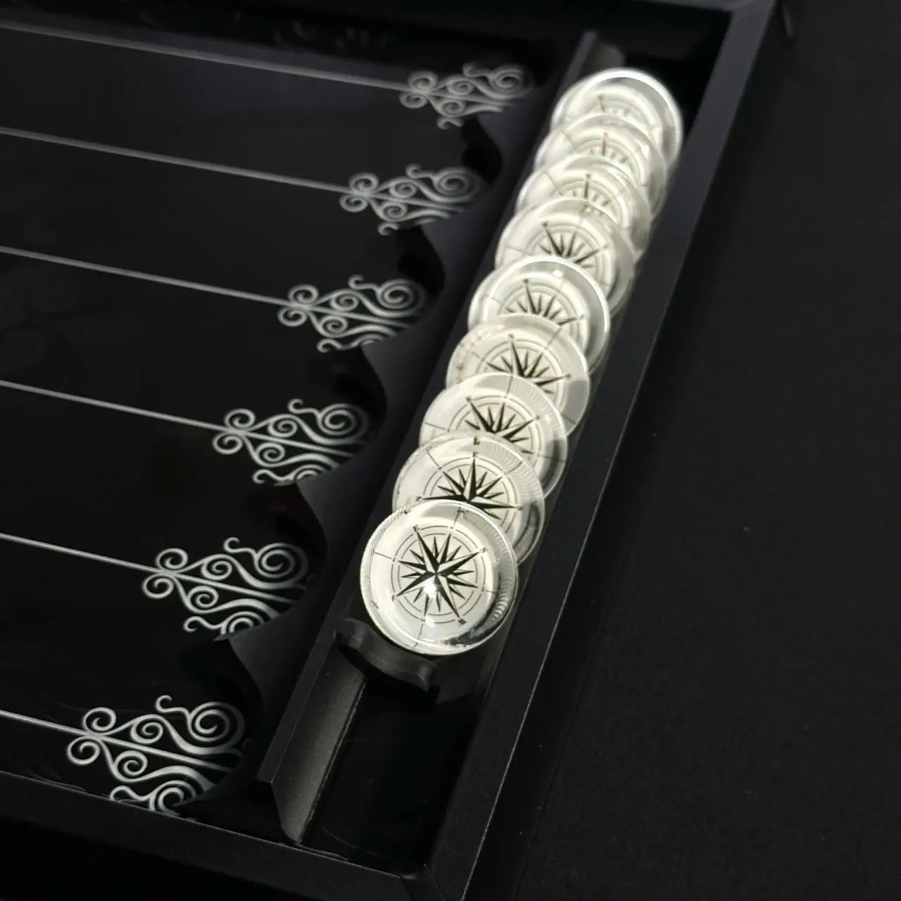 Premium  Backgammon Set, Luxury Dual-Game Board 64×29cm, Glass & Resin Playing Field with Metal Pieces, Collector Edition Table Game