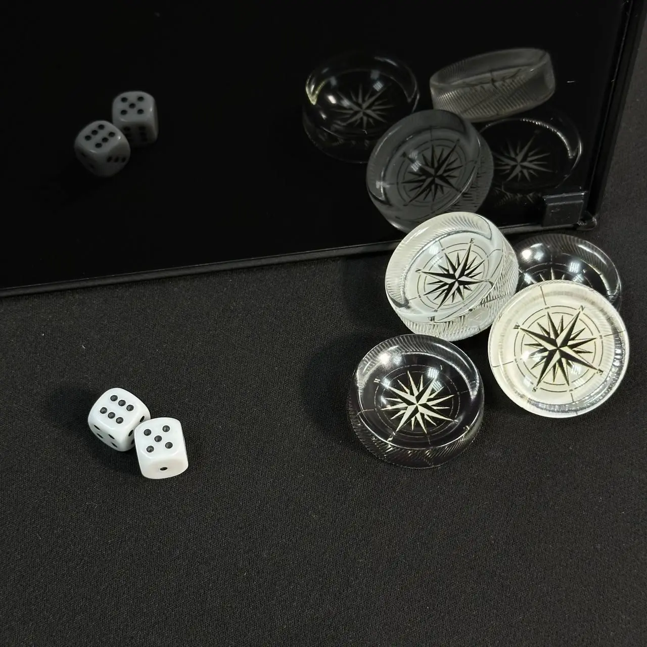 Premium  Backgammon Set, Luxury Dual-Game Board 64×29cm, Glass & Resin Playing Field with Metal Pieces, Collector Edition Table Game